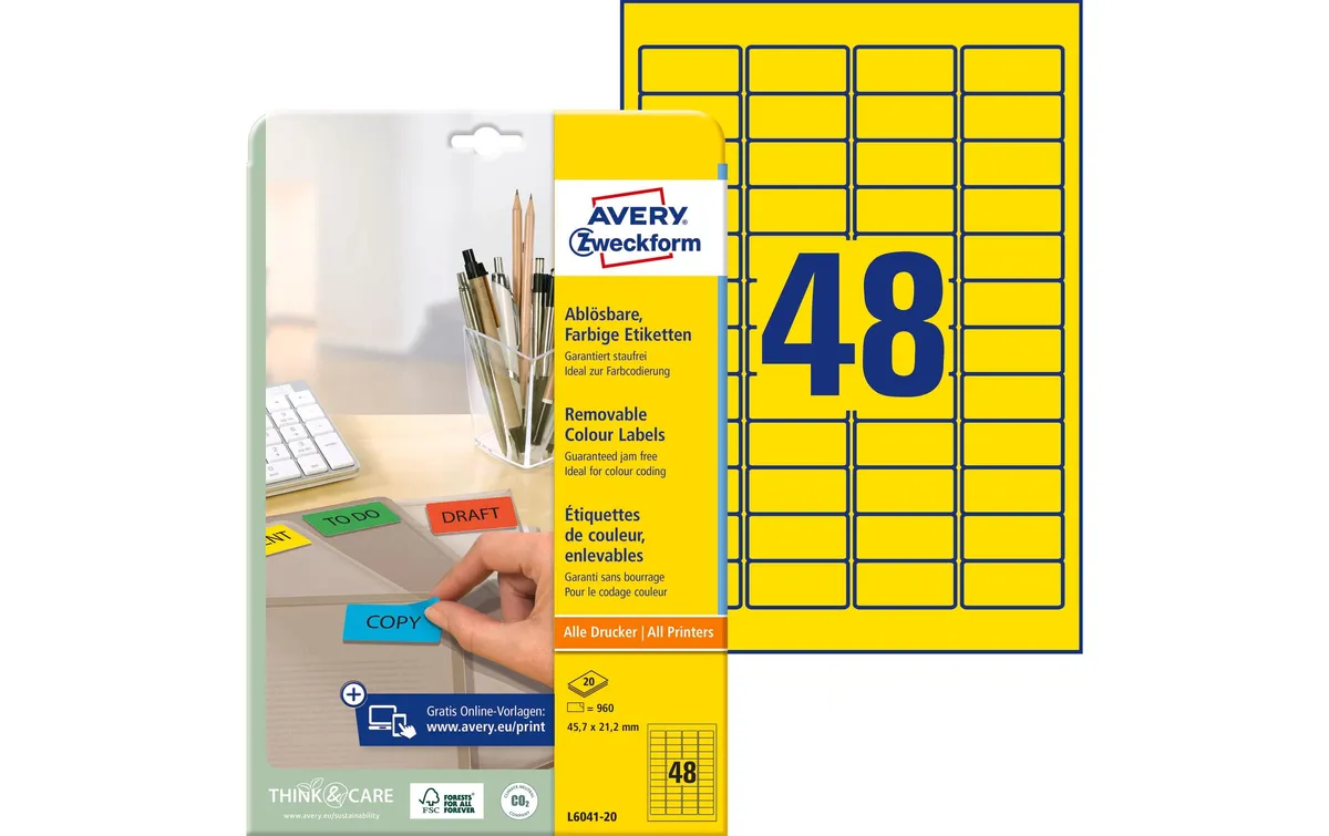 Avery Zweckform Mini-Etiketten 45.7 x 21.2 mm, 20 Blatt Avery Zweckform Mini-Etiketten 45.7 x 21.2 mm, 20 Blatt