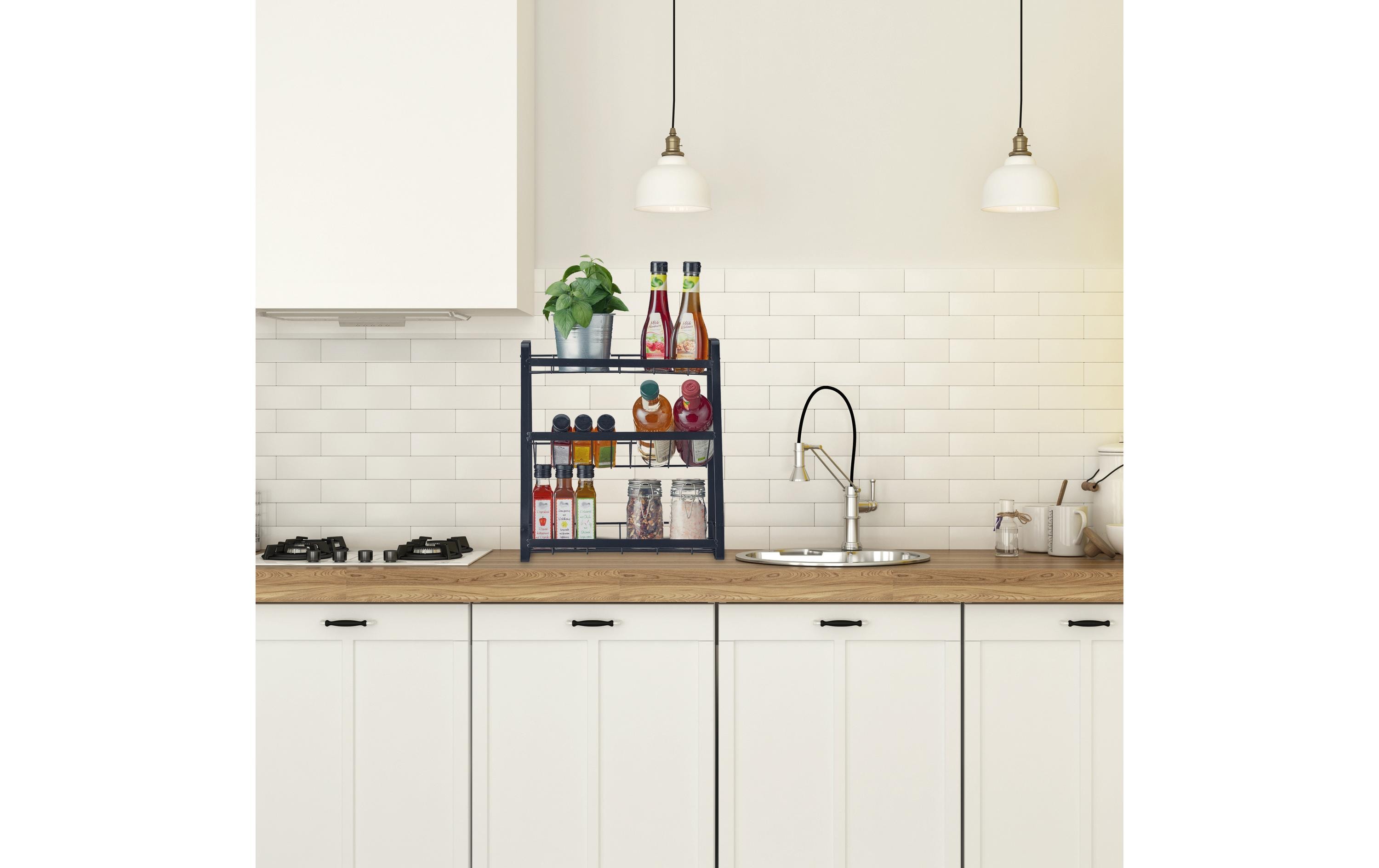 relaxdays Gewürzregal 3 Etagen stehend Schwarz