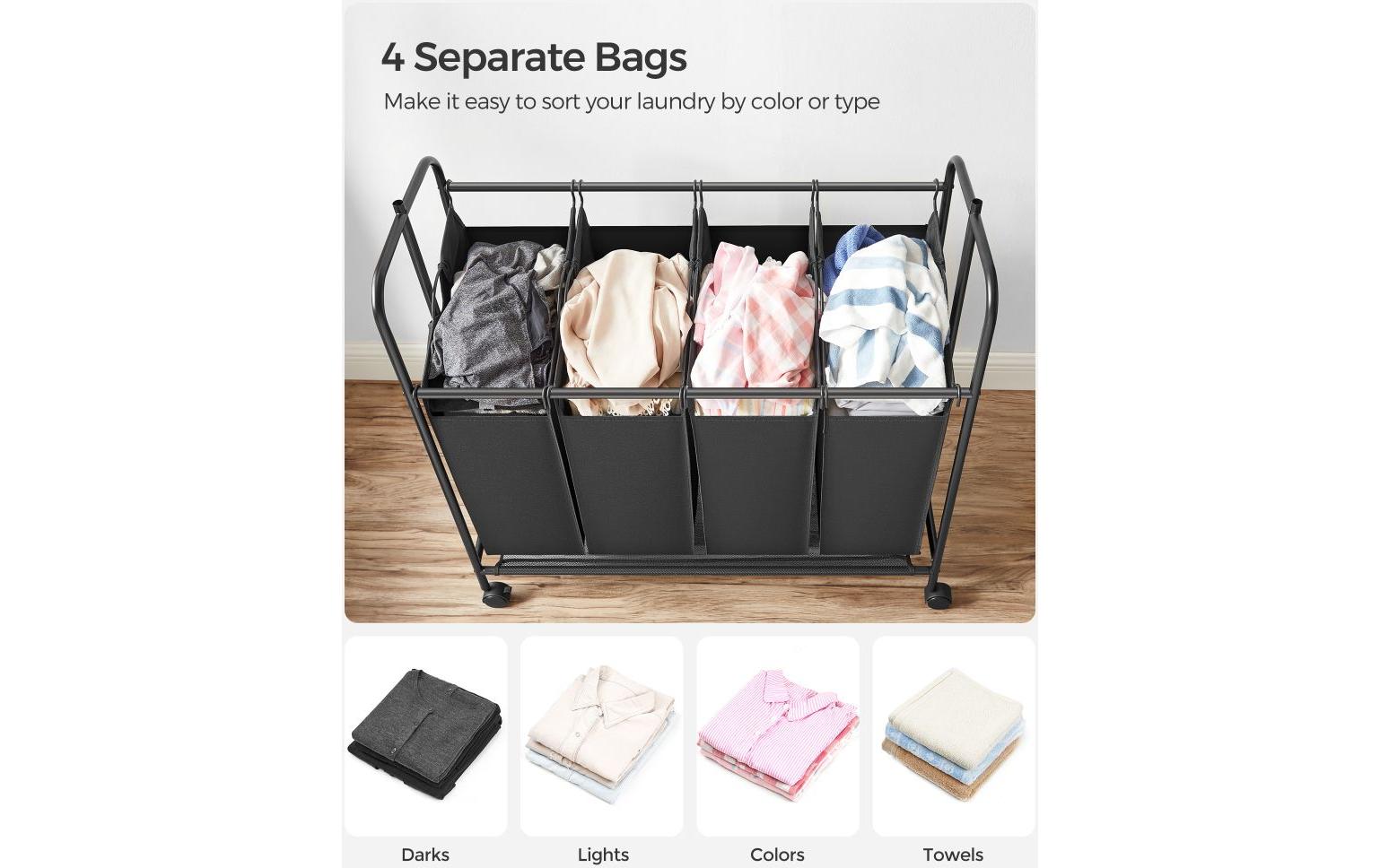 Songmics Wäschekorb 50 l, Schwarz