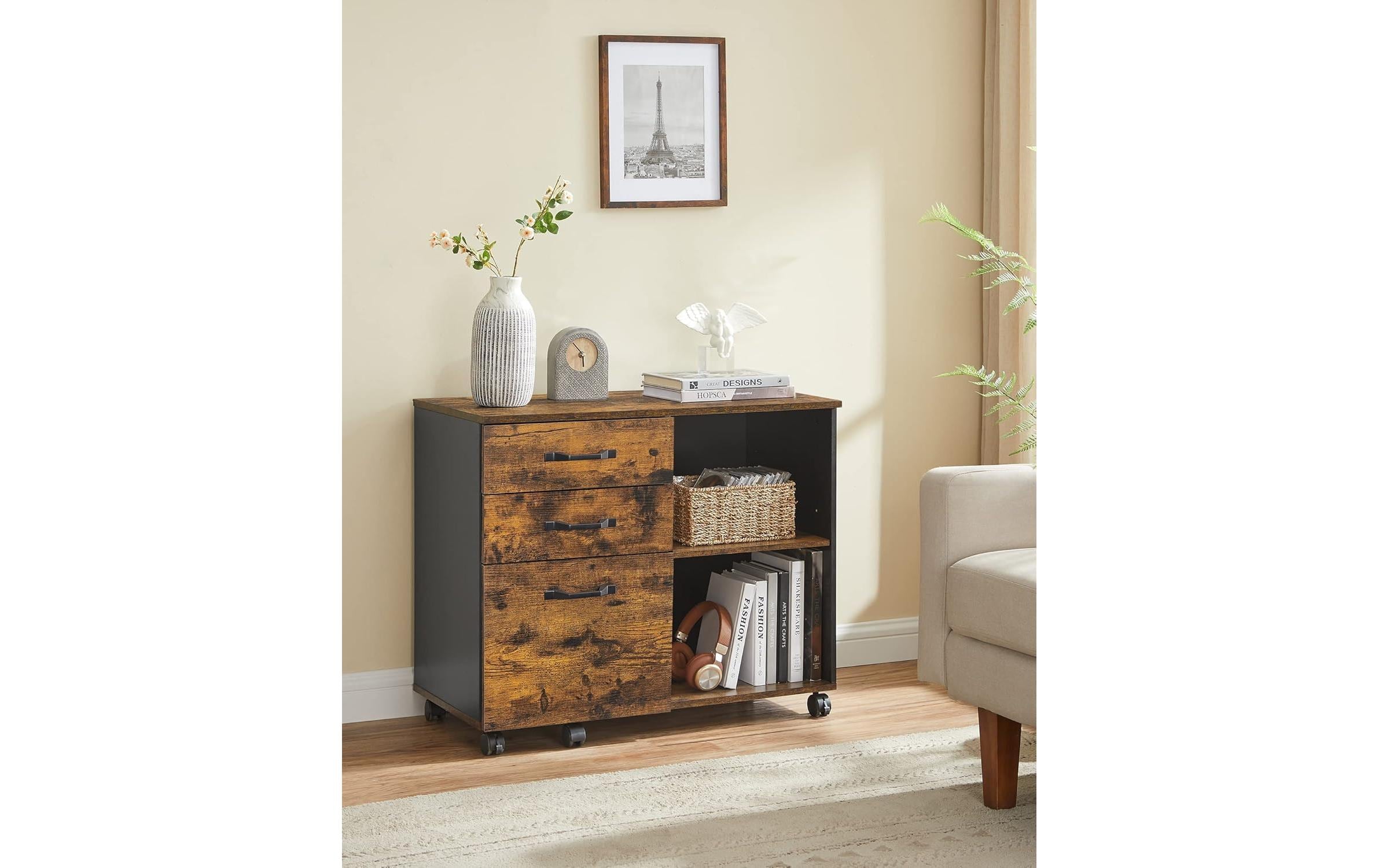 Songmics Aktenschrank mit Rollen 80 x 40 x 66 cm