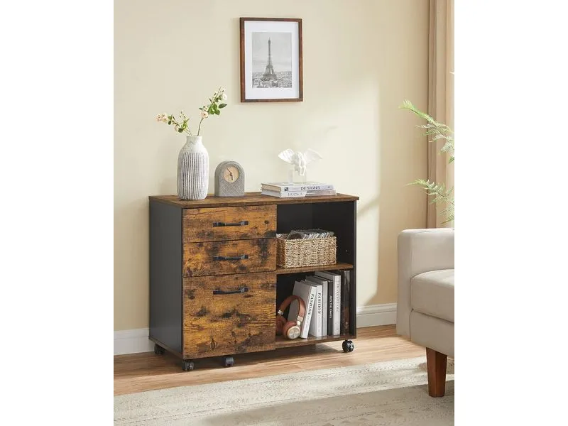 Songmics Aktenschrank mit Rollen 80 x 40 x 66 cm