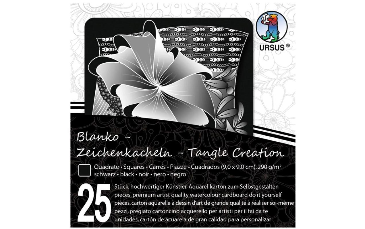 URSUS Aquarellblock Kacheln, 9 x 9 cm, Schwarz, 25 Stück
