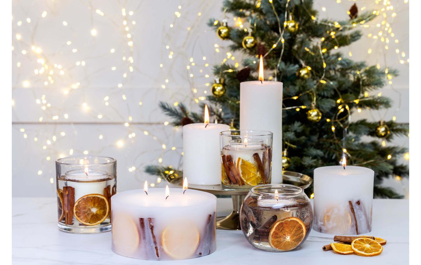 Stoneglow Weihnachtskerze Festive Wishes Transparent