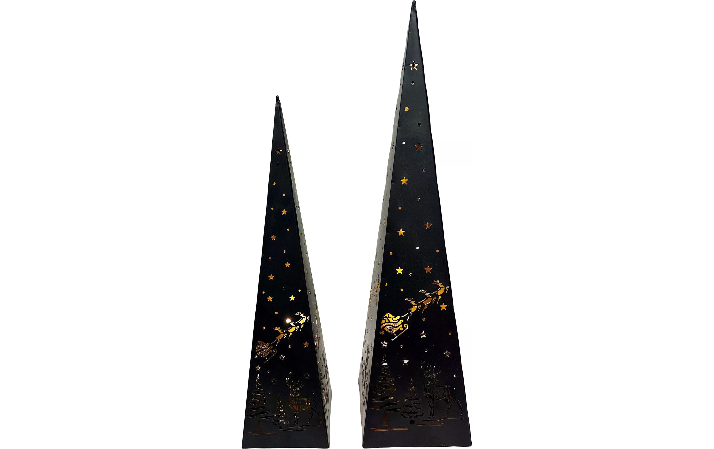 Dameco Tischdeko Pyramide Forest, 20 LEDs, 40 cm, Schwarz