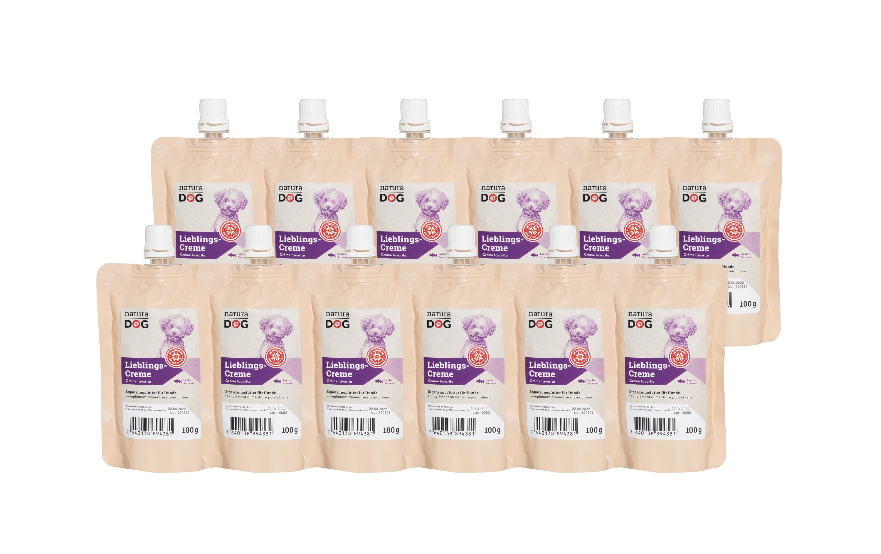 naturaDog Lieblingscreme Lachs Multipack, 12 x 100 g naturaDog Lieblingscreme Lachs Multipack, 12 x 100 g