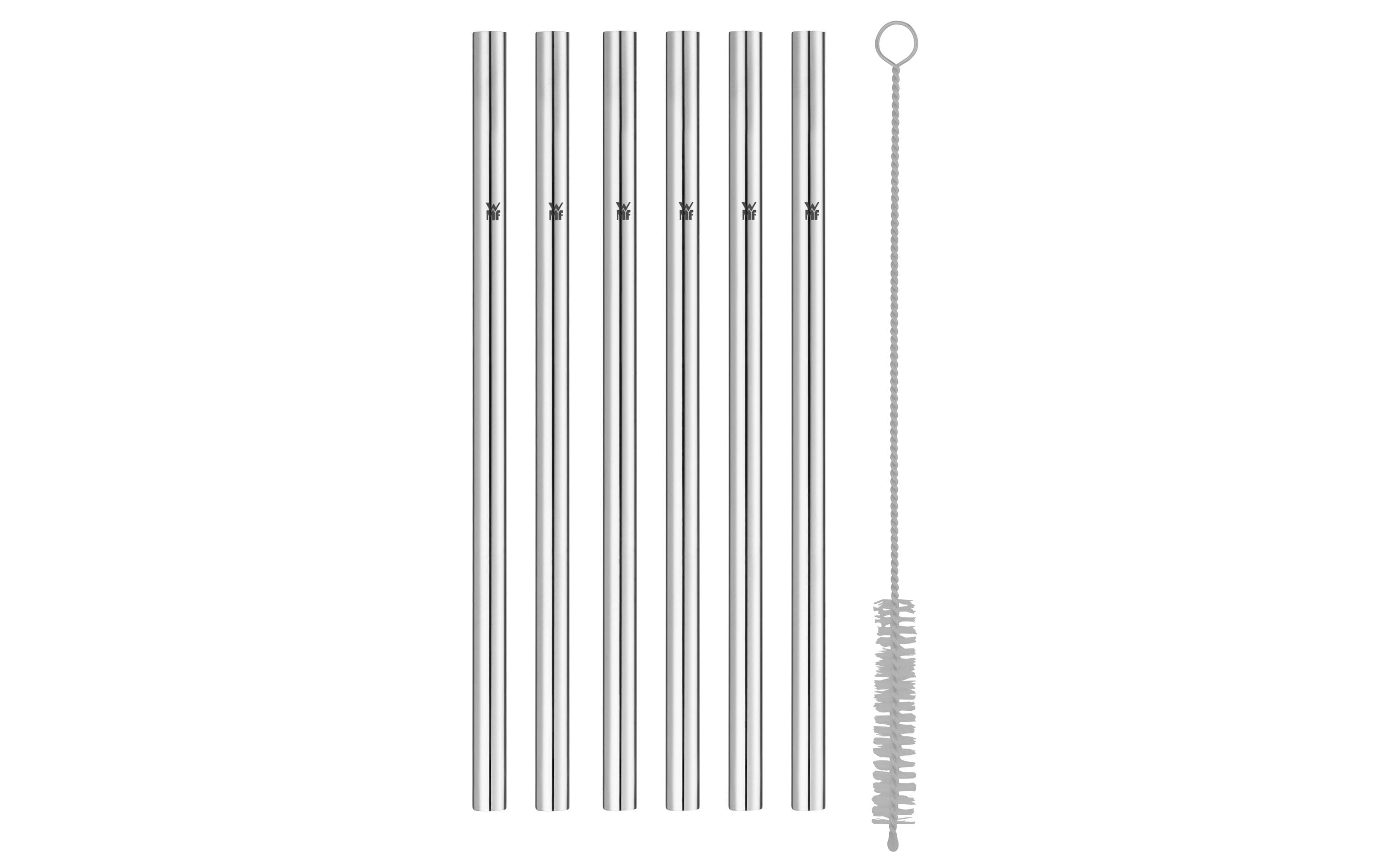 WMF Strohhalm Baric 18 cm gerade, 6 Stück, Silber