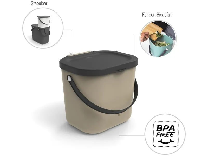Rotho Recyclingbehälter Albula 6 l, Cappuccino Rotho Recyclingbehälter Albula 6 l, Cappuccino