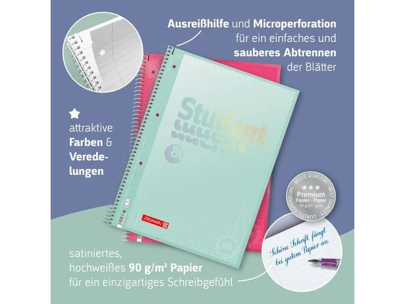 Brunnen Notizheft Premium Colour Code A4, kariert, 80 Blatt, Rosa Brunnen Notizheft Premium Colour Code A4, kariert, 80 Blatt, Rosa