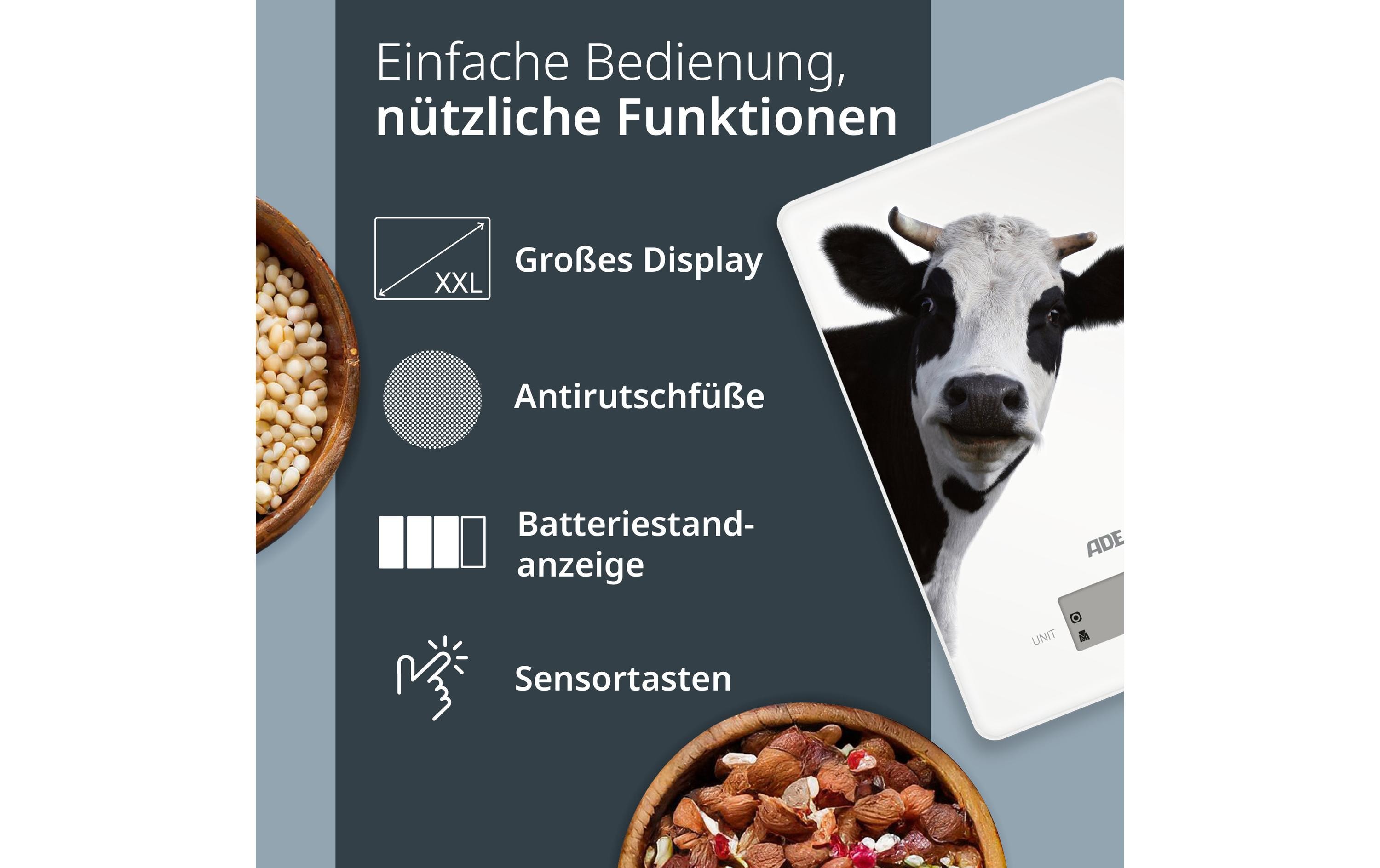 ADE Küchenwaage Inka digital Motivdruck Kuh