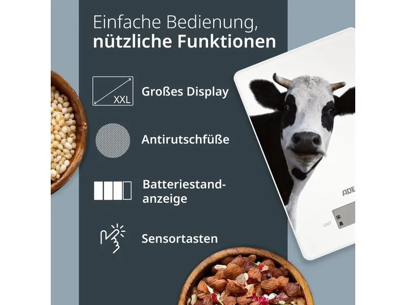 ADE Küchenwaage Inka digital Motivdruck Kuh ADE Küchenwaage Inka digital Motivdruck Kuh