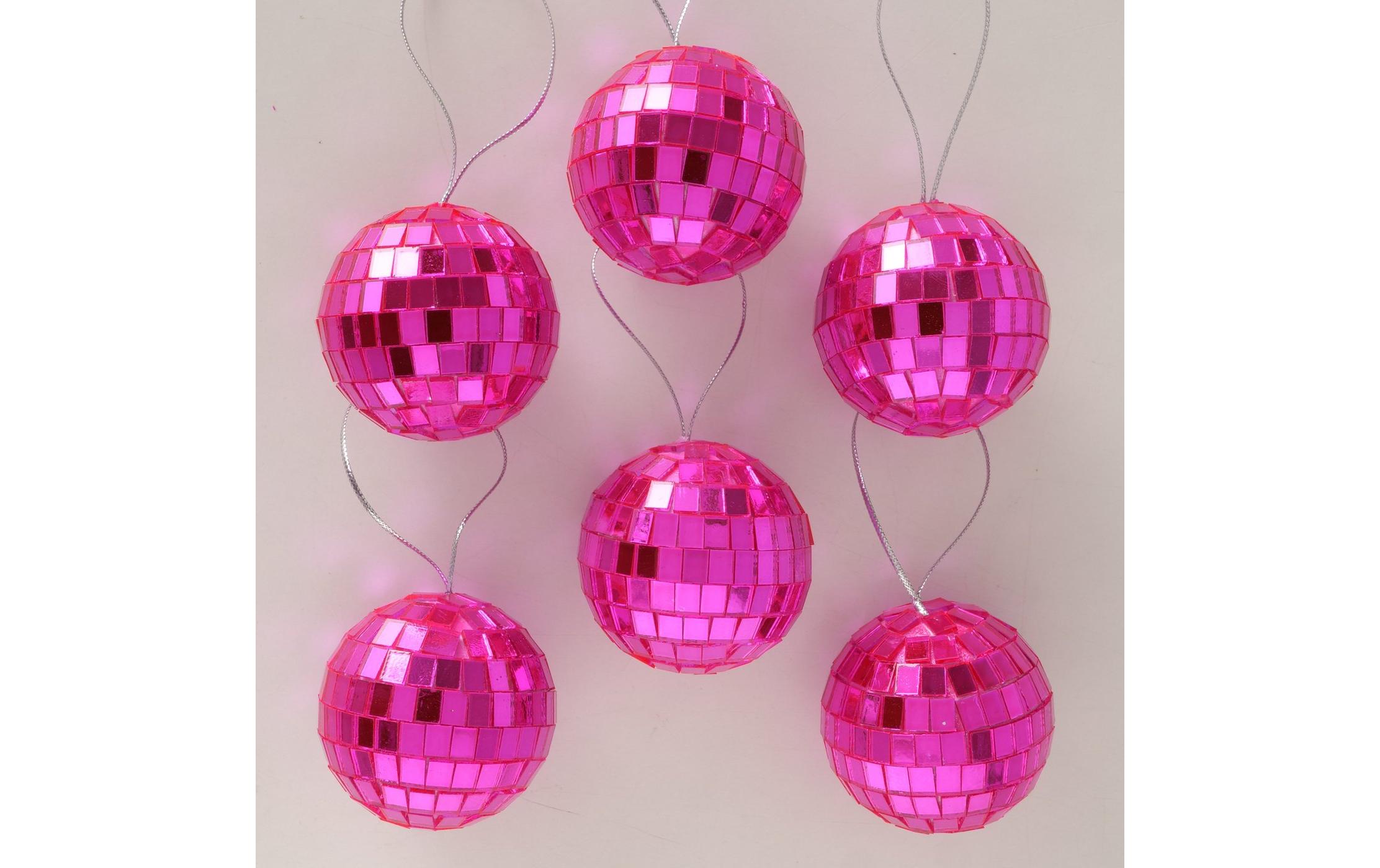 Boltze Weihnachtsschmuck Disco 6-teilig, 5 x 5 cm, Pink