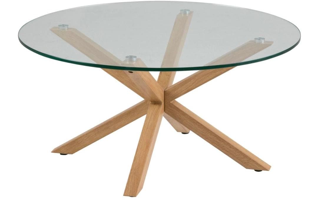 AC Design Couchtisch Heaven Ø 82 x 40 cm, Eiche/Glas