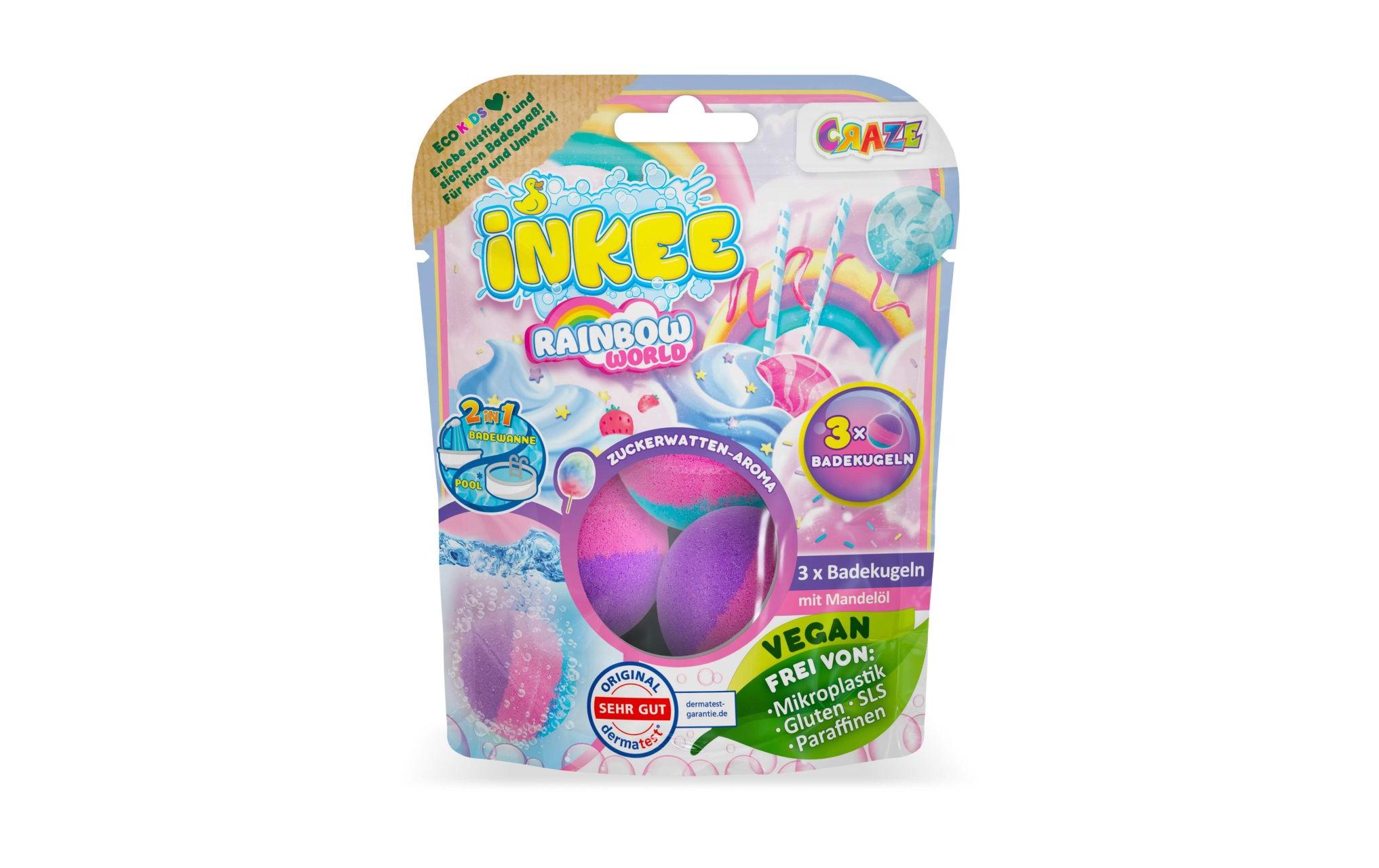 Craze Badekugel Inkee Rainbow World 3 Stück