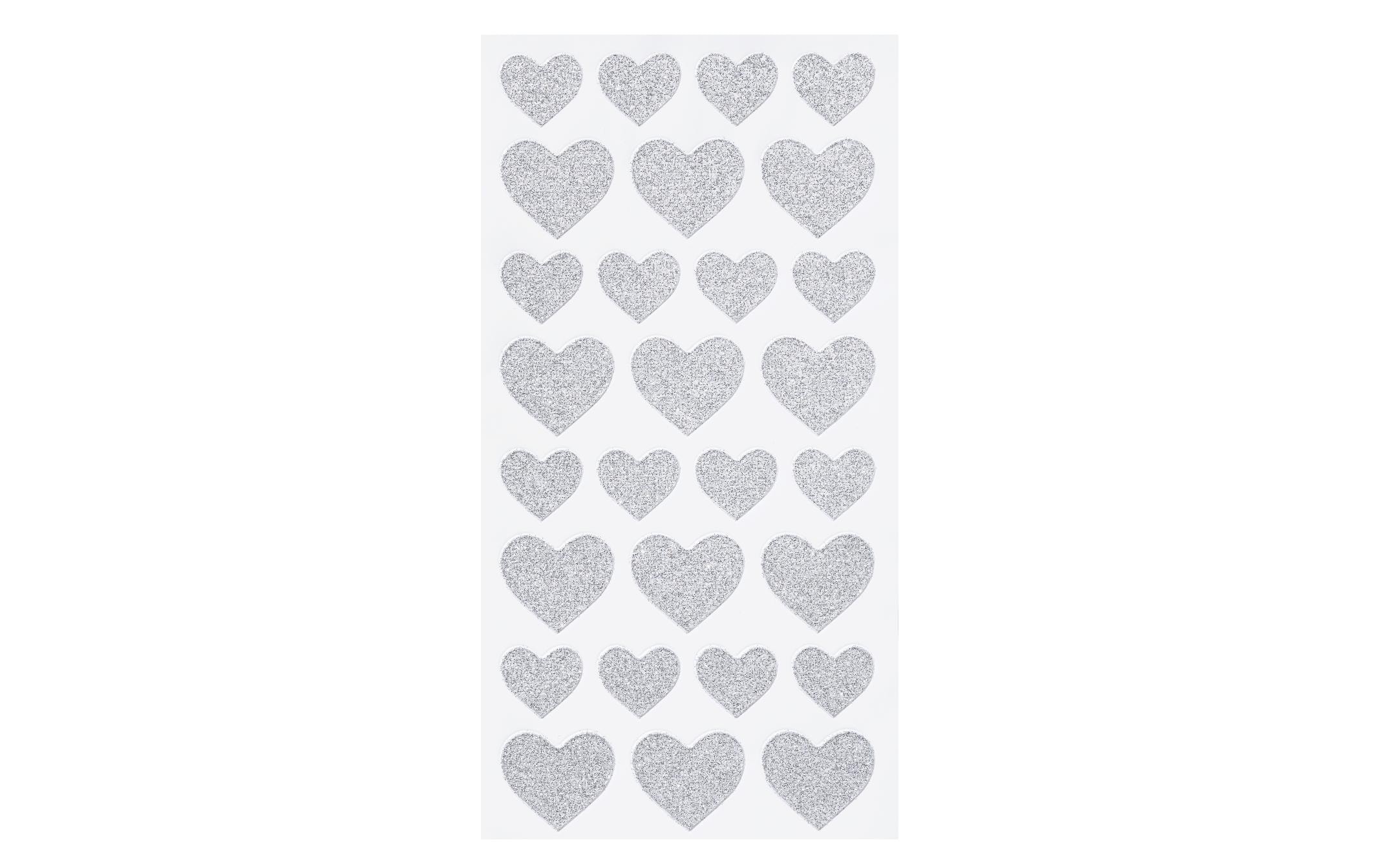 HobbyFun Glitzersticker Herzen silber 1 Stück