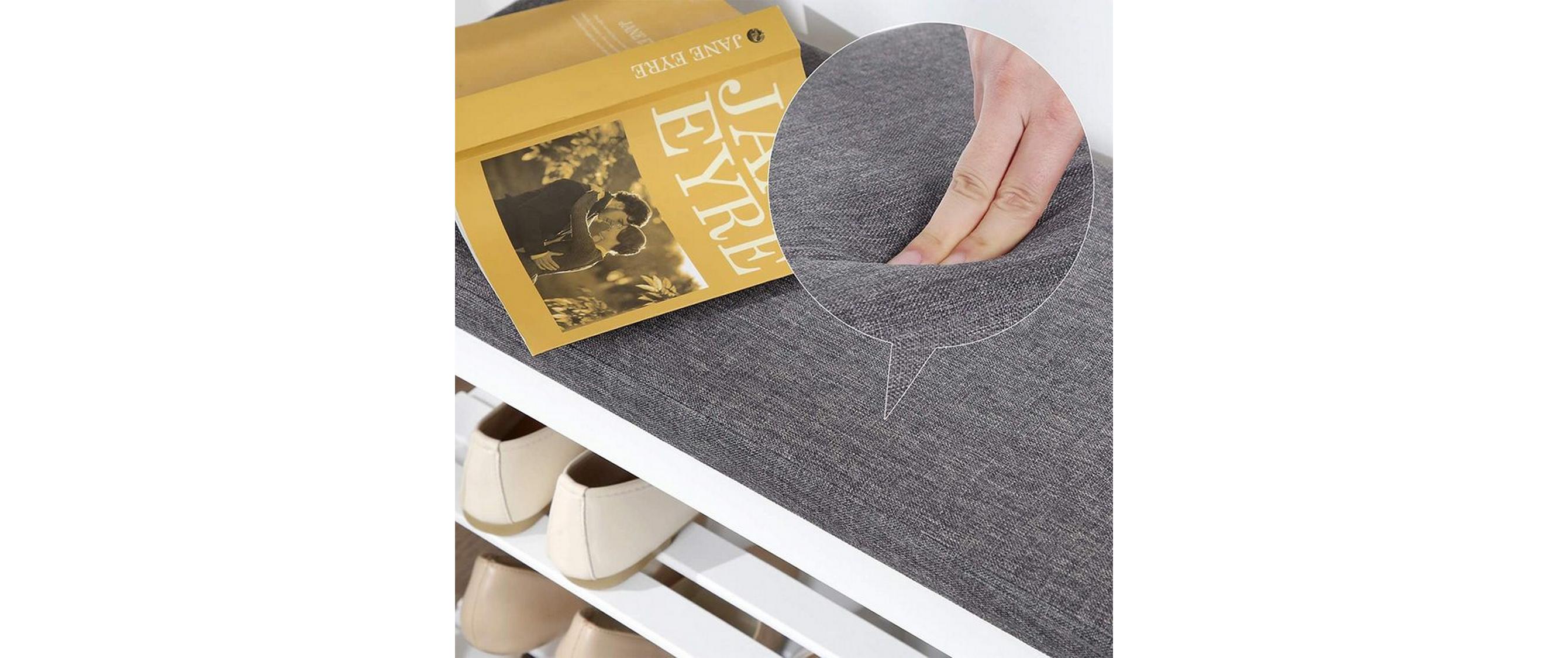 Songmics Schuhregal mit Bank aus Bambus, Grau/Weiss