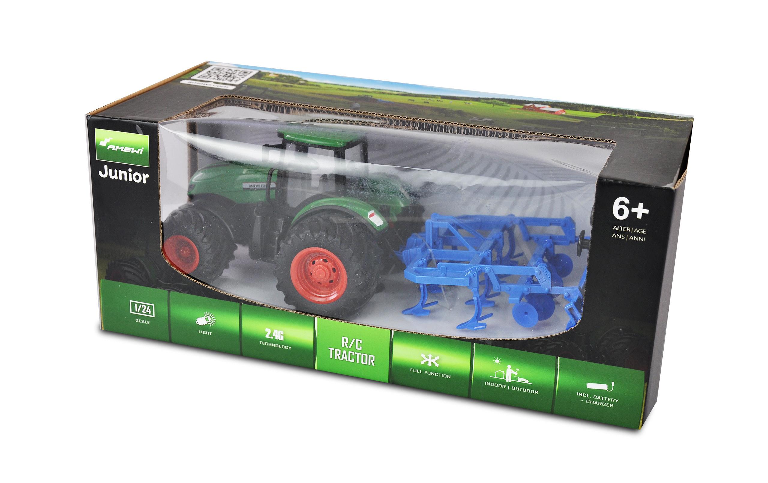 Amewi Traktor mit Grubber, Grün 1:24, RTR