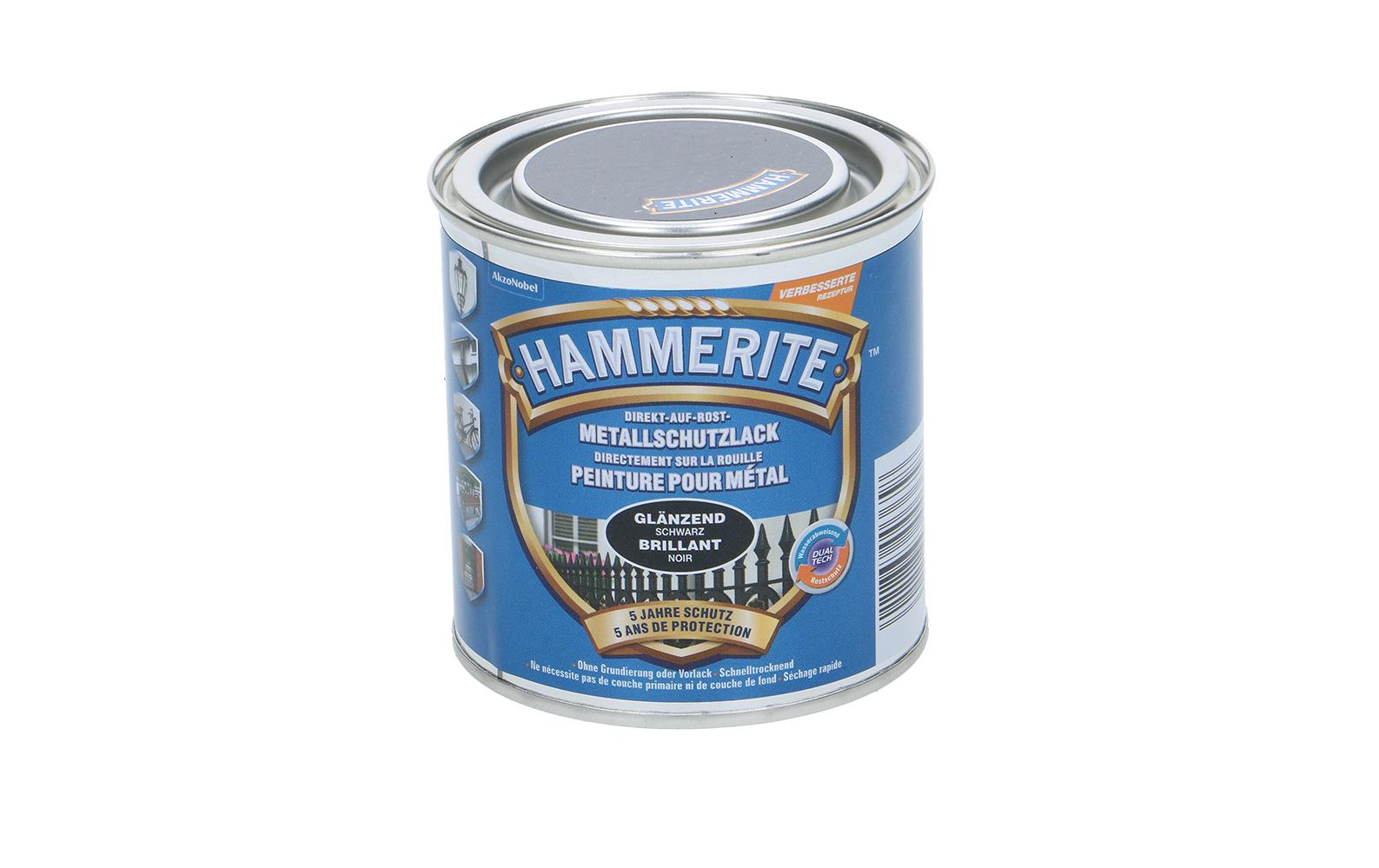 Hammerite Metall-Schutzlack HG Schwarz, 250 ml