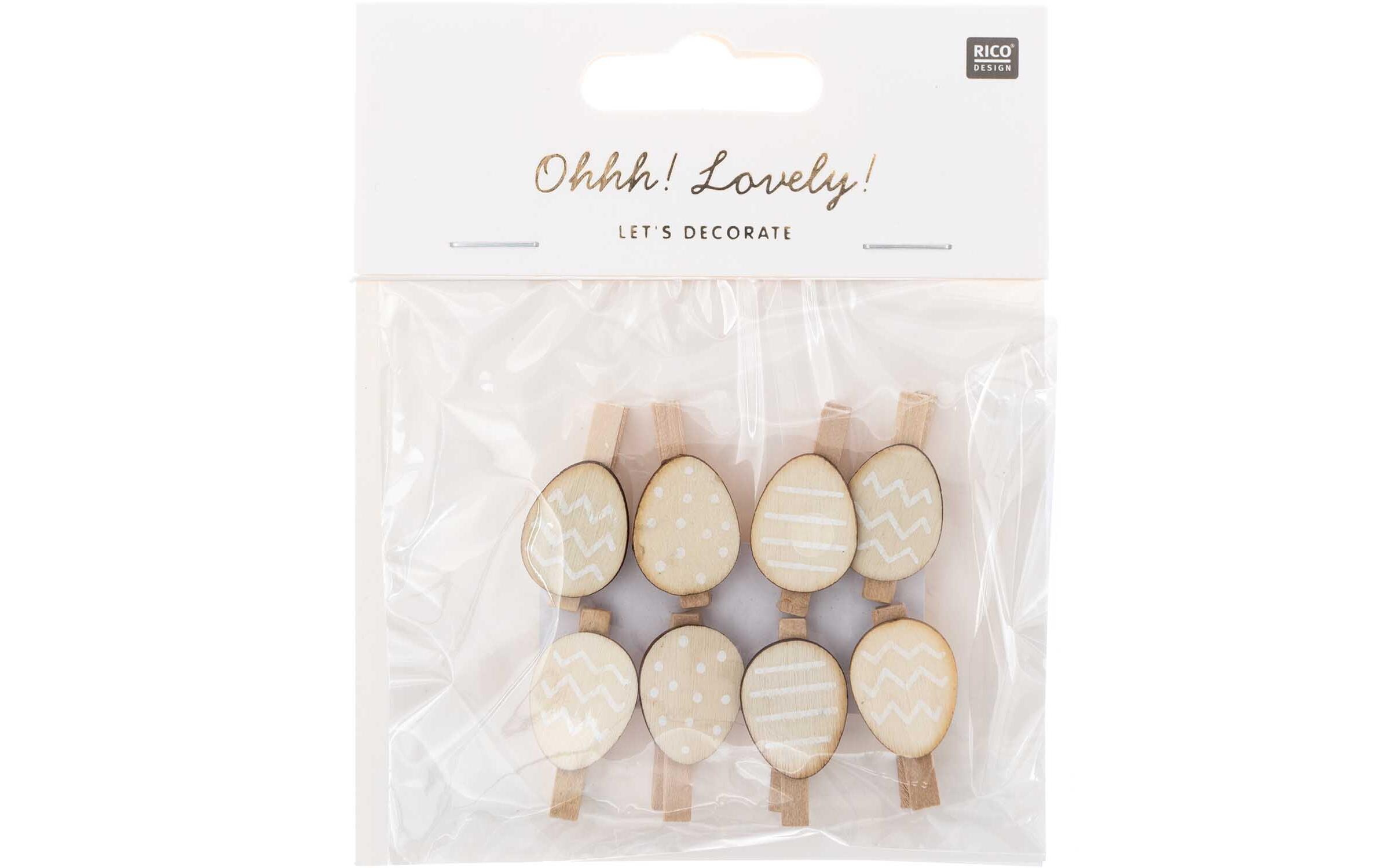 Rico Design Dekoklammer Osterei 8 Stück, Nature