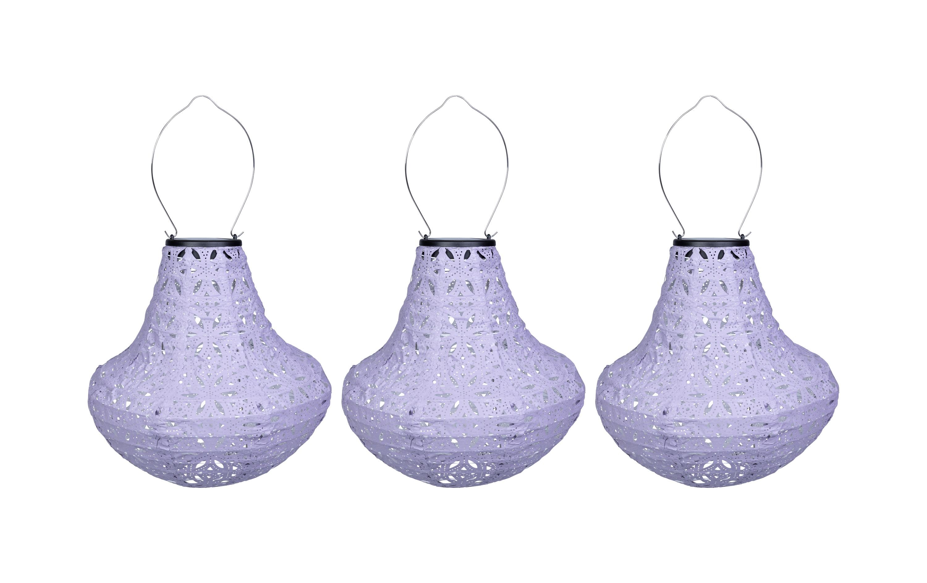 COCON Lampion LED Solar Vase, Violett, 3 Stück