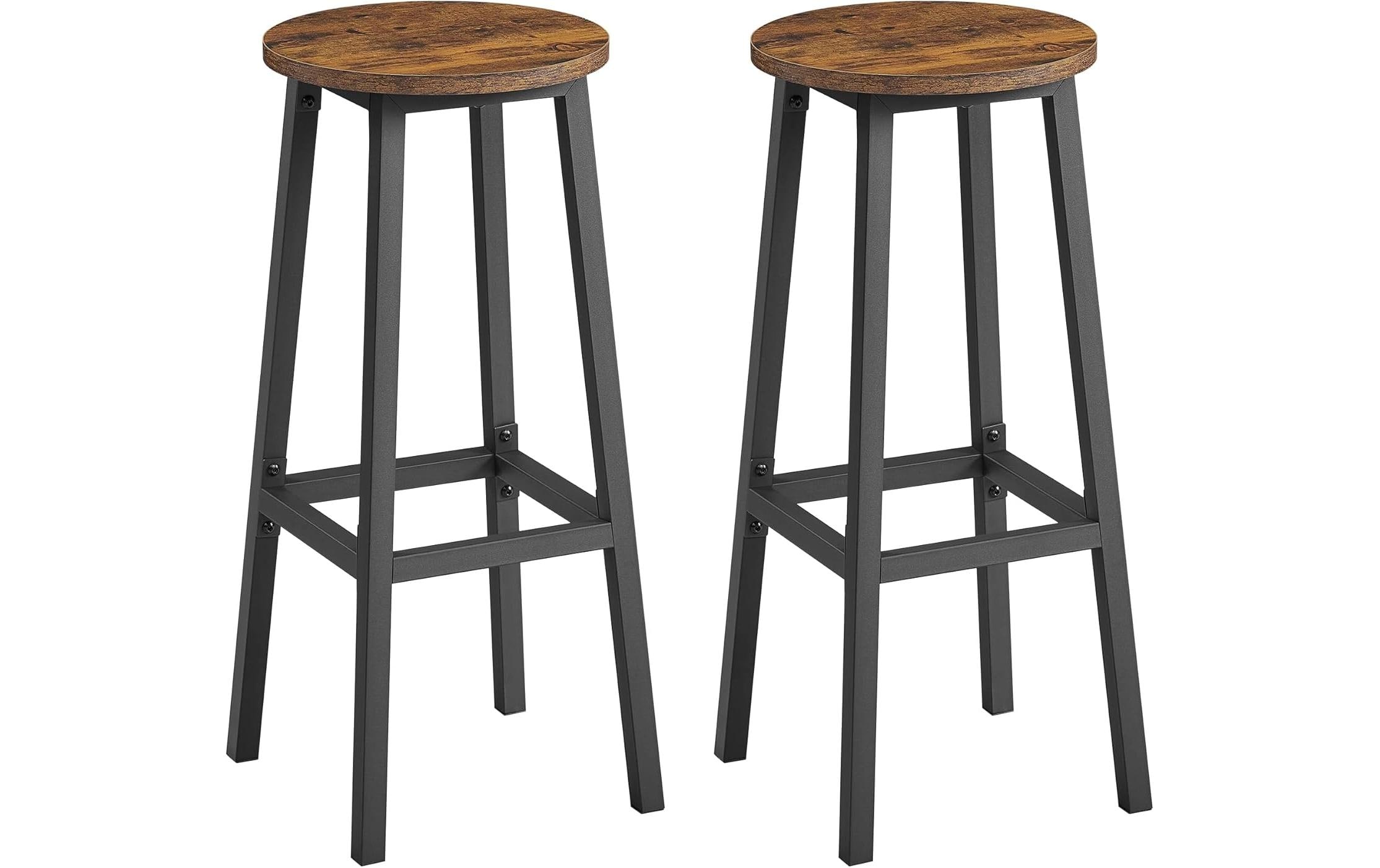 VASAGLE Barhocker Barhocker 2er Set, Schwarz/Braun