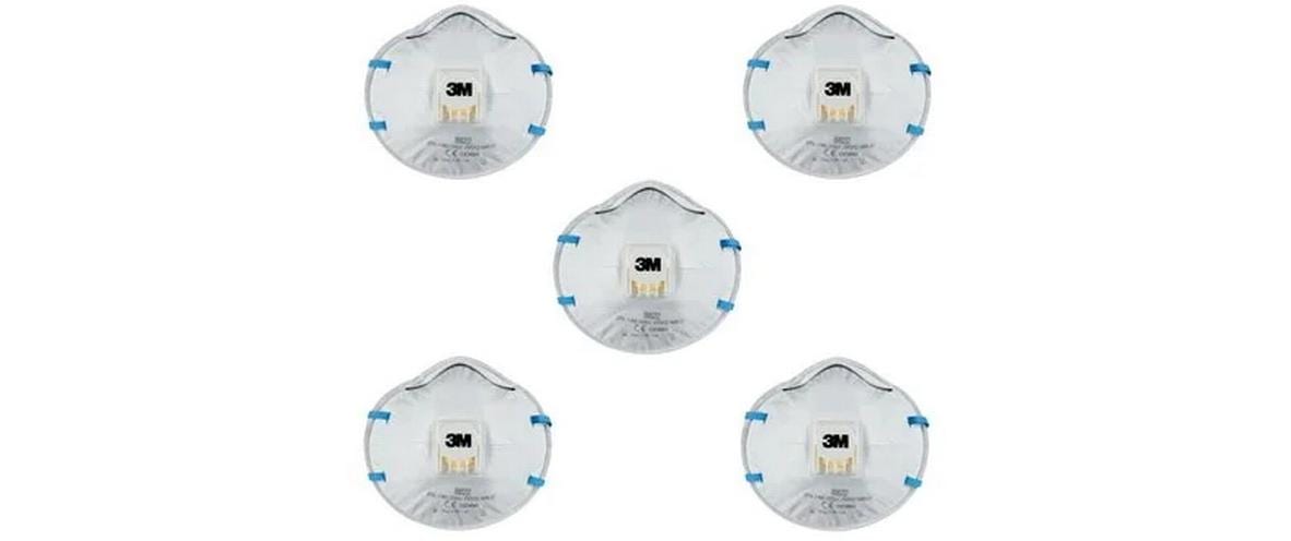 3M Atemschutzmaske Cool Flow 8822 mit Ventil, 5er-Packung