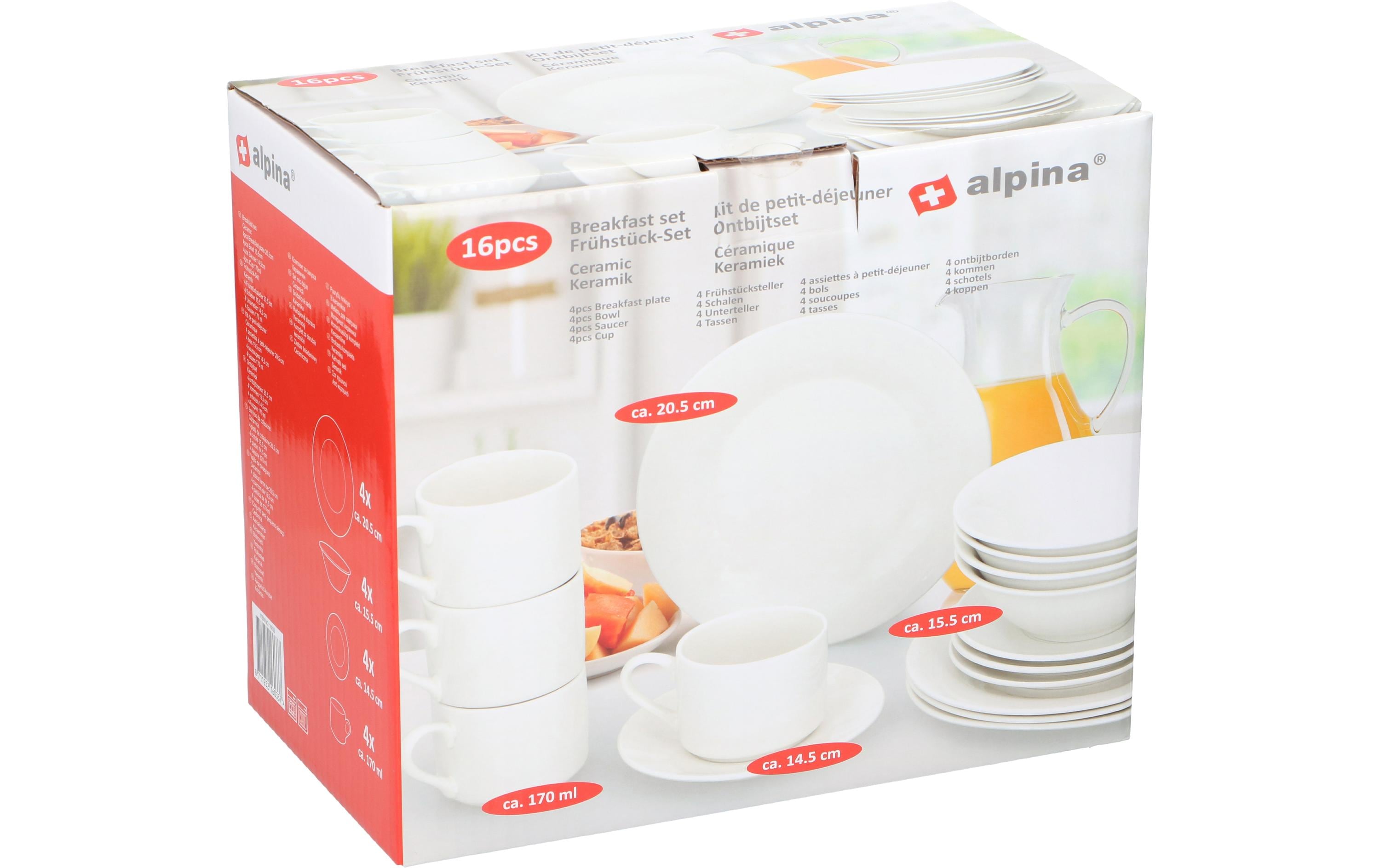 alpina Geschirrset Weiss, 16-teilig