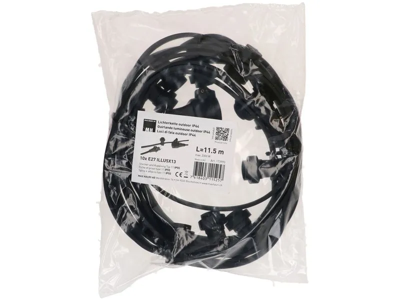 Max Hauri Lichterkette outdoor 10x E27 ILLU5 x 13 L=11.5m Typ 11 IP55