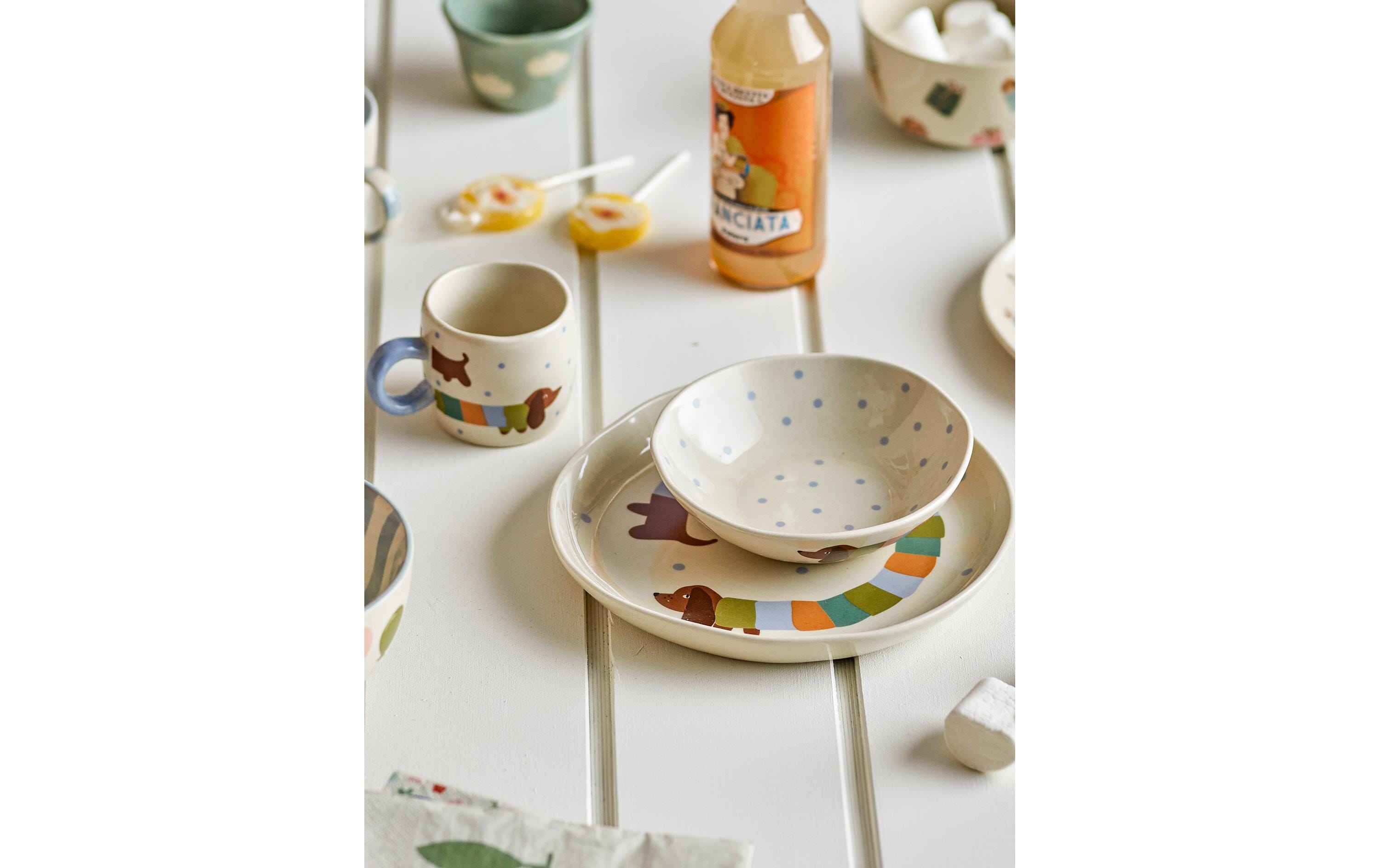 Bloomingville Kindergeschirrset Charlie Blue, Steingut