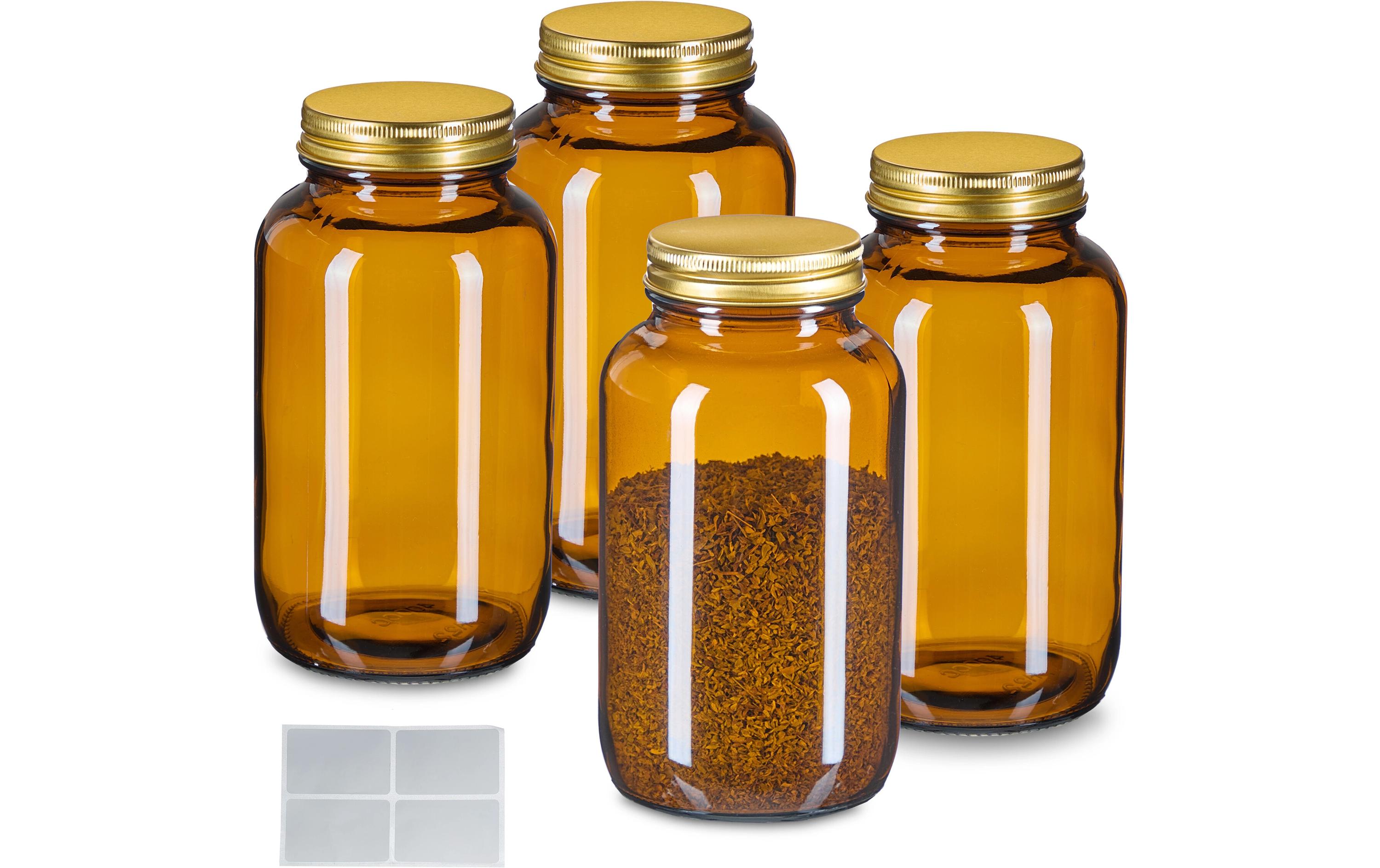relaxdays Braungläser 4er Set 400 ml Braun/Gold