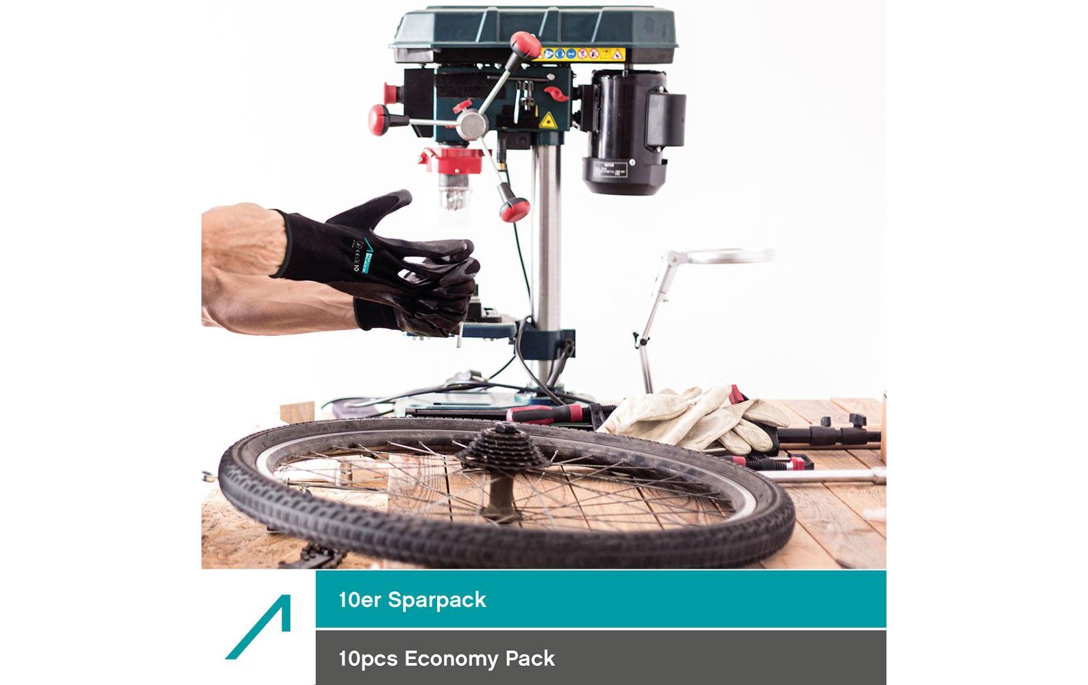 ACE Arbeitshandschuh 10 Paar PureBlack PU Grösse: S, Schwarz