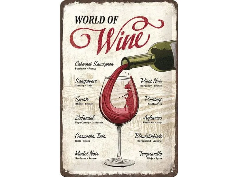 Nostalgic Art Schild World of Wine 20 x 30 cm, Metall Nostalgic Art Schild World of Wine 20 x 30 cm, Metall