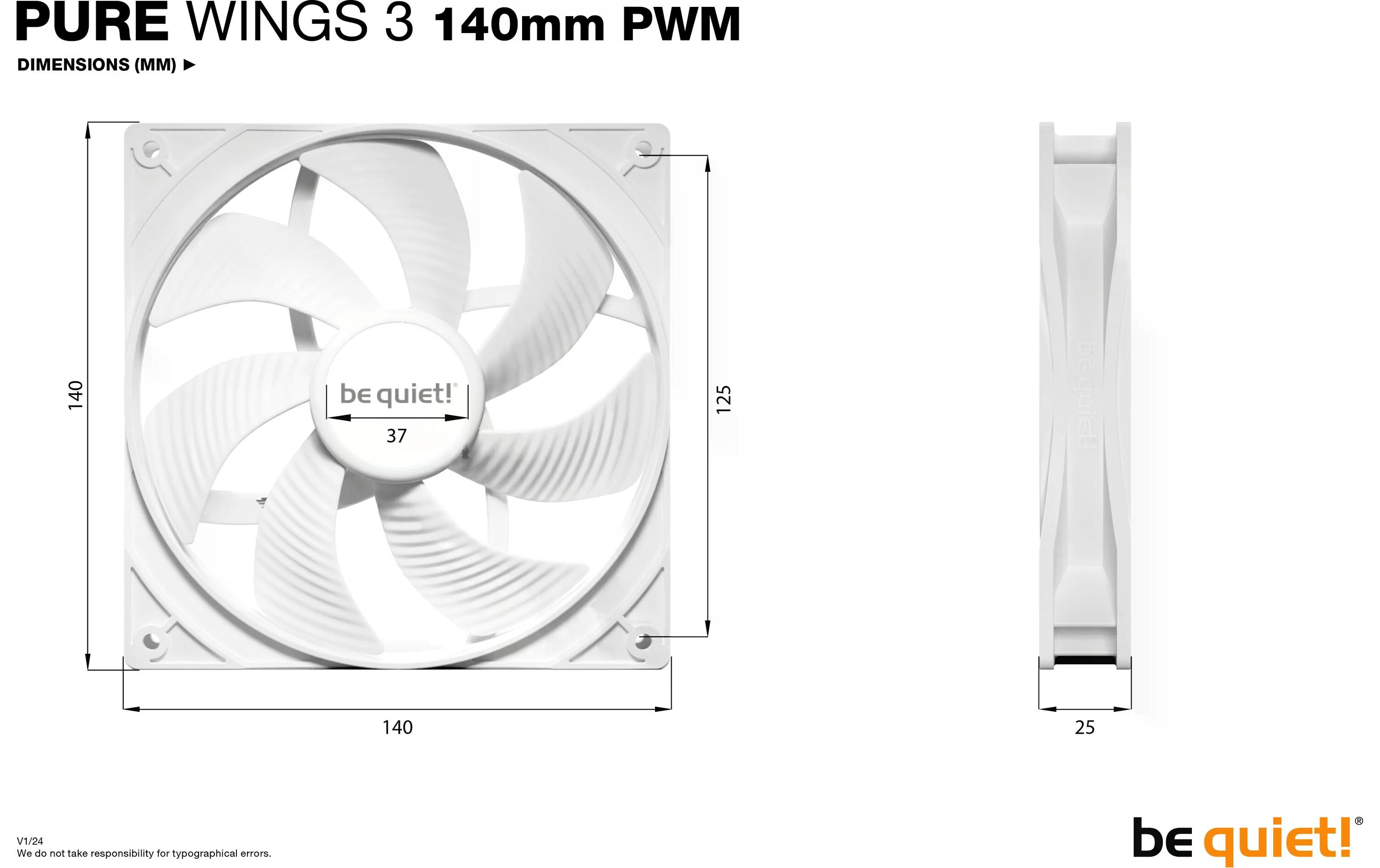 be quiet! PC-Lüfter Pure Wings 3 PWM 140 mm