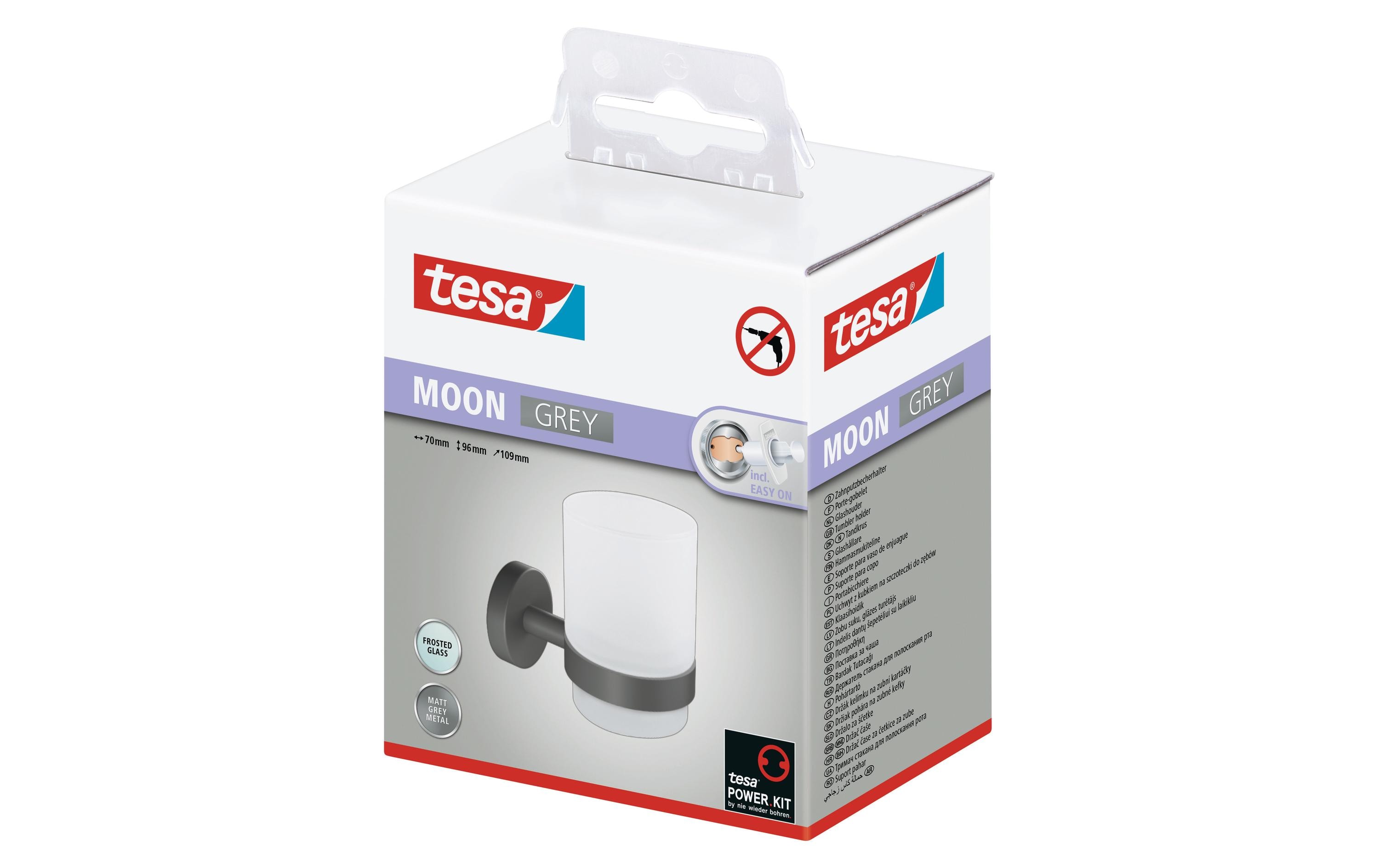 tesa Moon Grey Zahnputzbecherhalter ohne Bohren, grau tesa Moon Grey Zahnputzbecherhalter ohne Bohren, grau