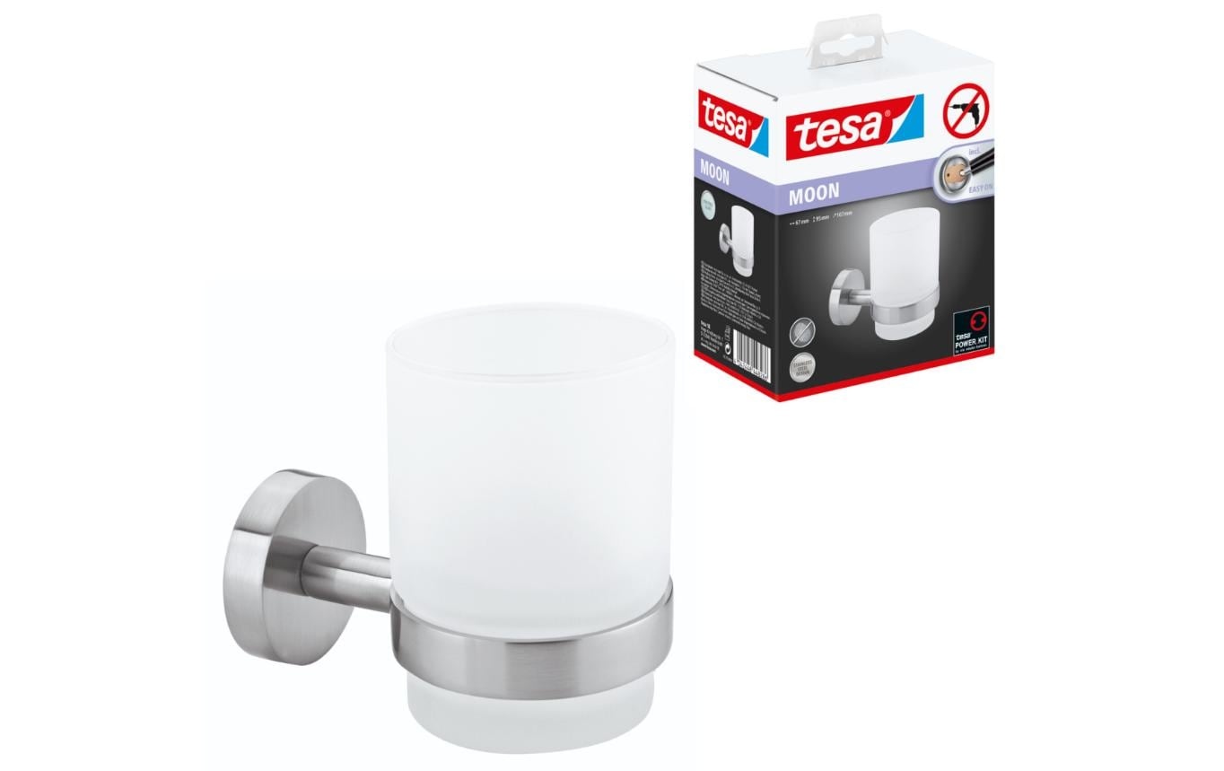 tesa Moon Zahnputzbecher Weiss/Silber