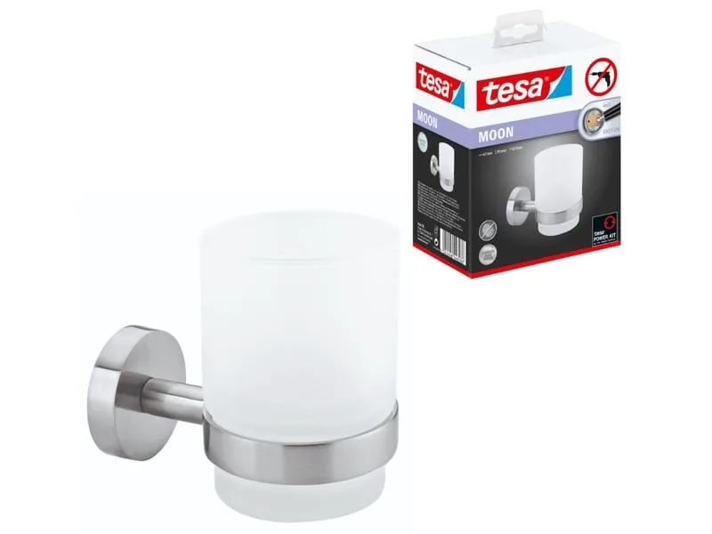 tesa Moon Zahnputzbecher Weiss/Silber
