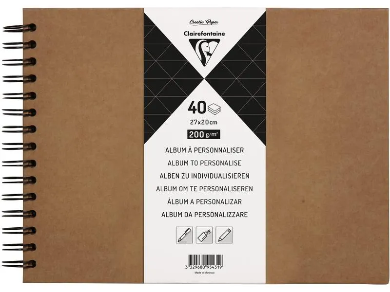 Clairefontaine Fotoalbum DIY 27 x 20 cm, Blanko, Braun Clairefontaine Fotoalbum DIY 27 x 20 cm, Blanko, Braun
