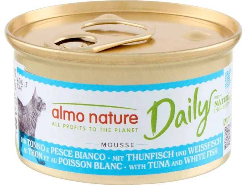 Almo Nature Nassfutter Daily Mousse mit Thunfisch und Kabeljau 24 x 85g