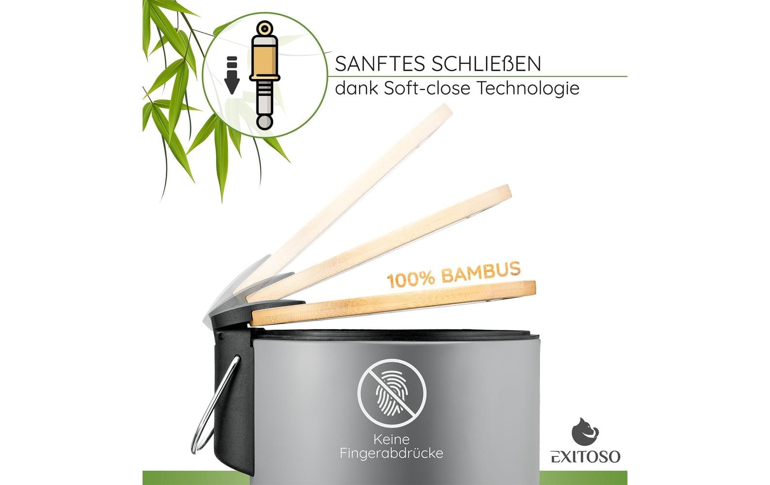 Exitoso Tretmülleimer mit Softclose-Deckel 3 l, Grau