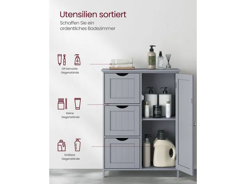 VASAGLE Kommode in Landhausstil 60 x 80 cm, Grau VASAGLE Kommode in Landhausstil 60 x 80 cm, Grau