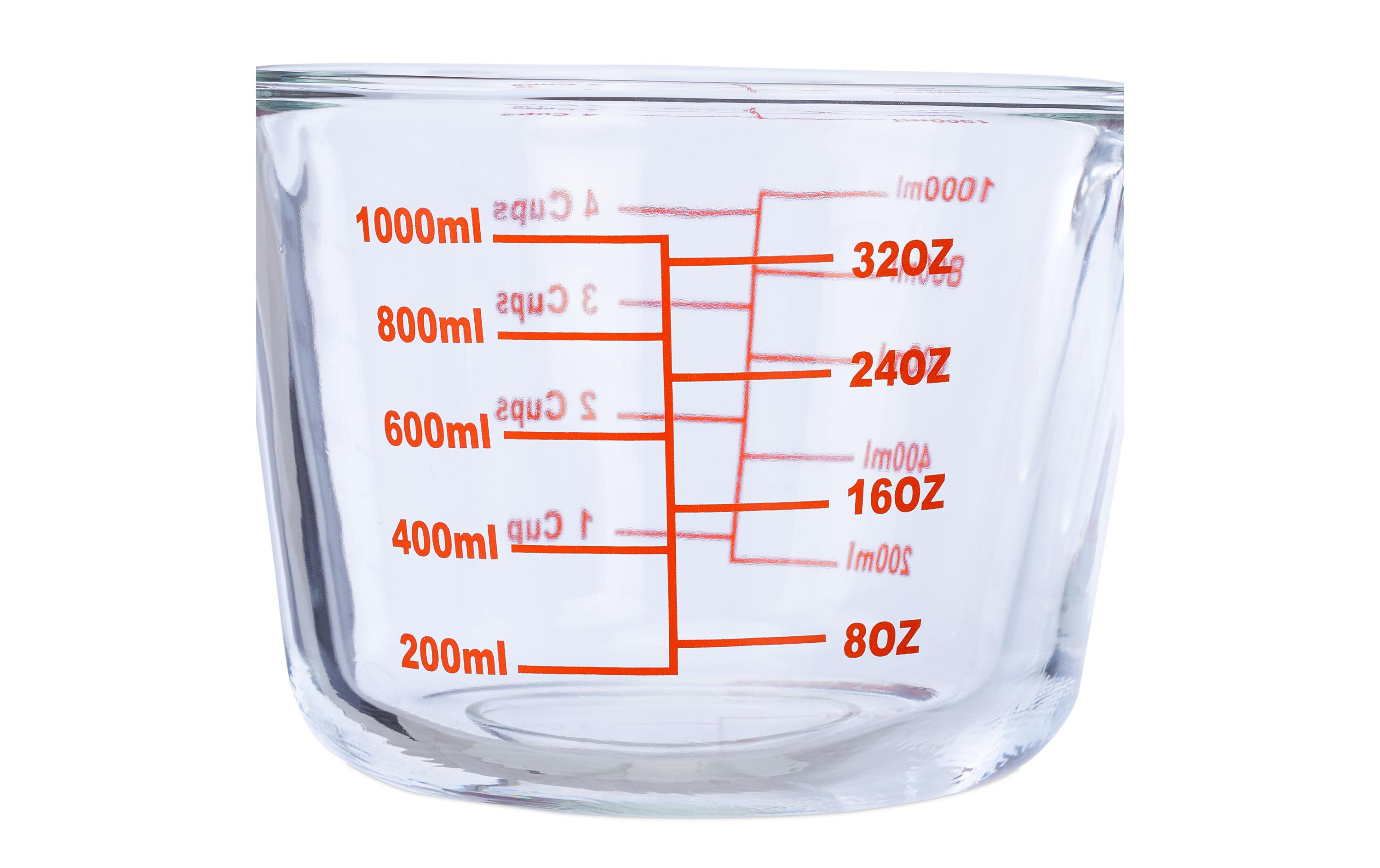 relaxdays Messbecher 1 L, Rot/Transparent