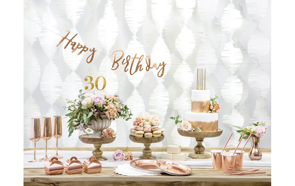Partydeco Girlande Happy Birthday Rosegold, 16.5 x 62 cm