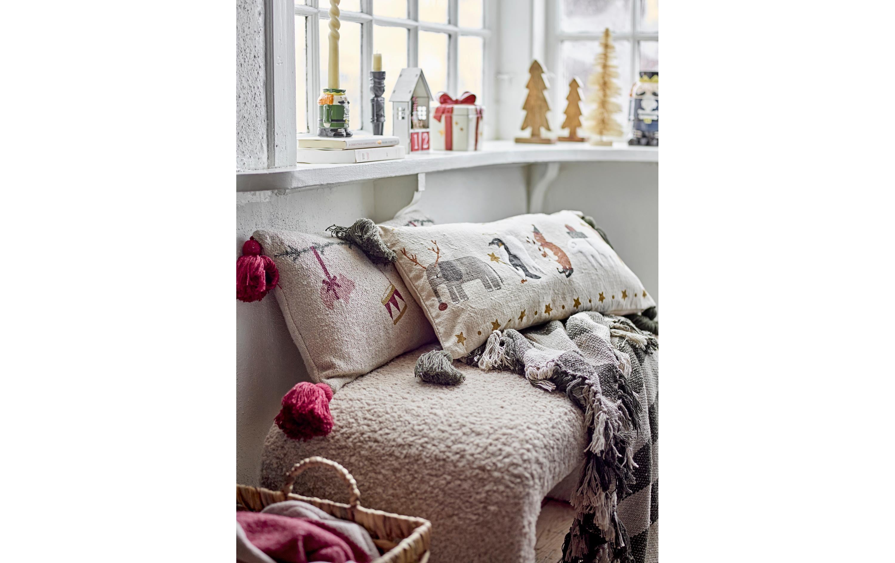 Bloomingville Decke Jodina 130 x 160 cm, Grün/Weiss