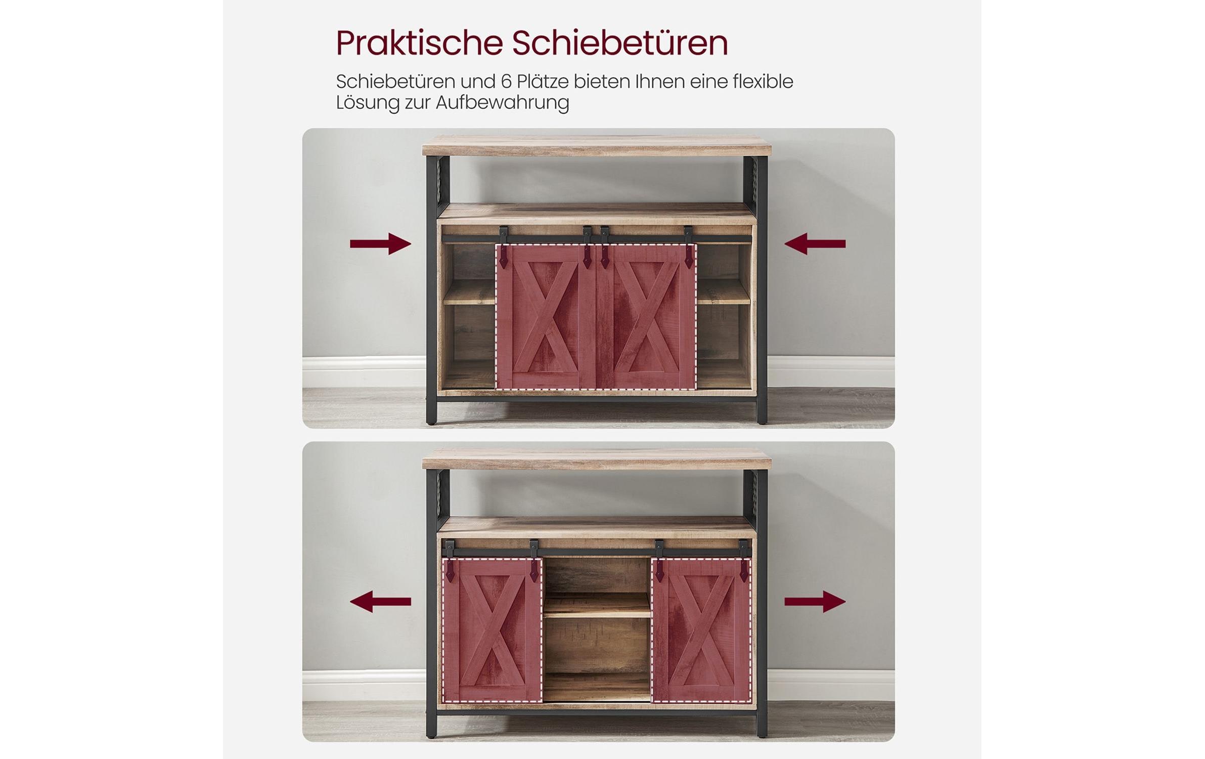 VASAGLE Kommode 100 x 80 cm, Braun/Schwarz