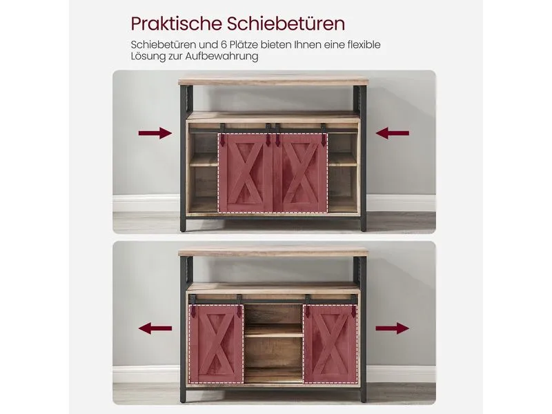 VASAGLE Kommode 100 x 80 cm, Braun/Schwarz