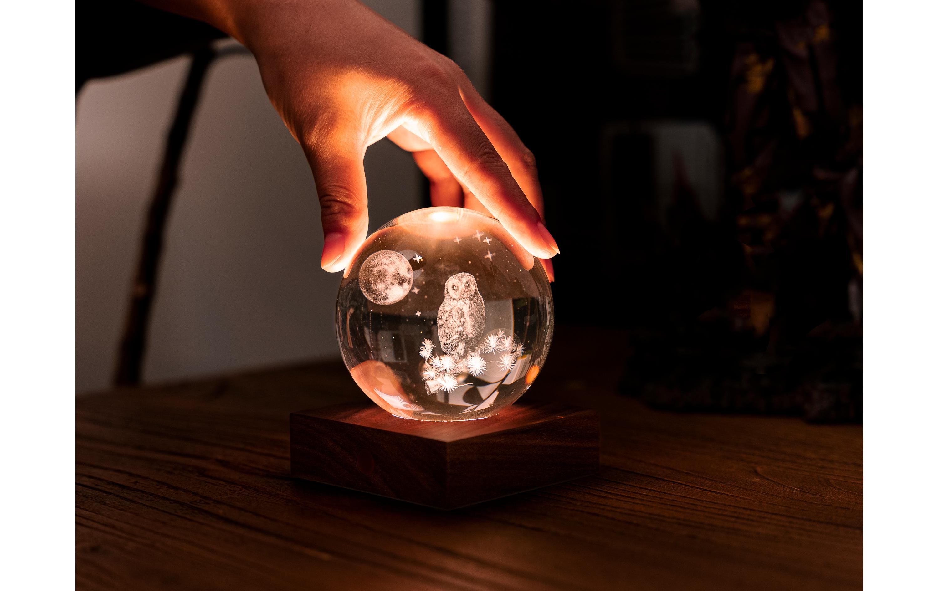 Gingko LED Stimmungslicht Amber Eule Braun/Transparent