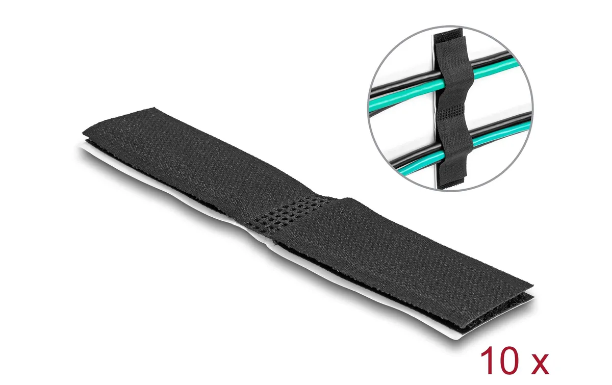 Delock Klettkabelbinder Schwarz 110 mm x 20 mm, 10 Stück Delock Klettkabelbinder Schwarz 110 mm x 20 mm, 10 Stück