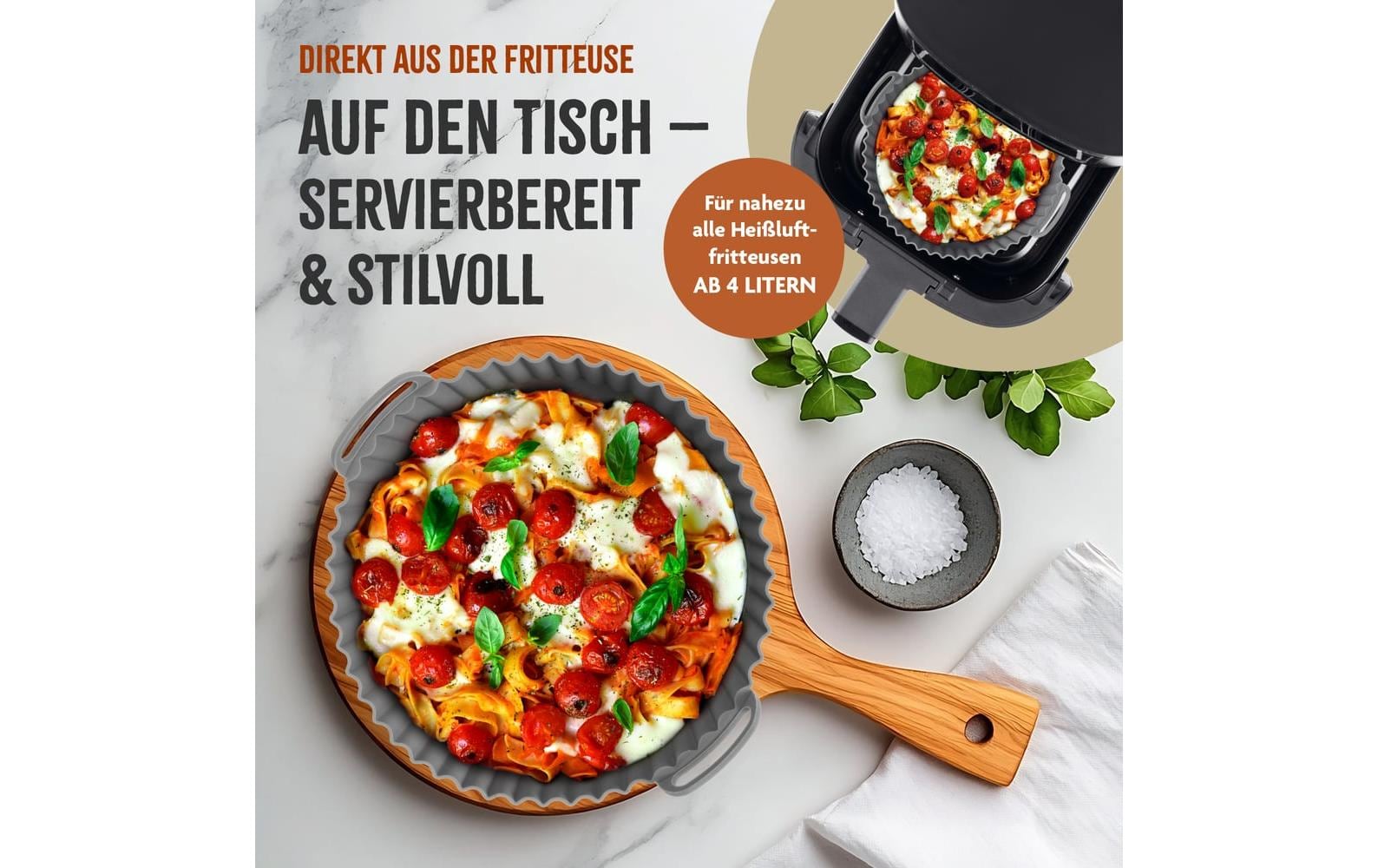 KitchBo Silikonform, 20 x 20 x 6.3 cm, Schwarz / Grau