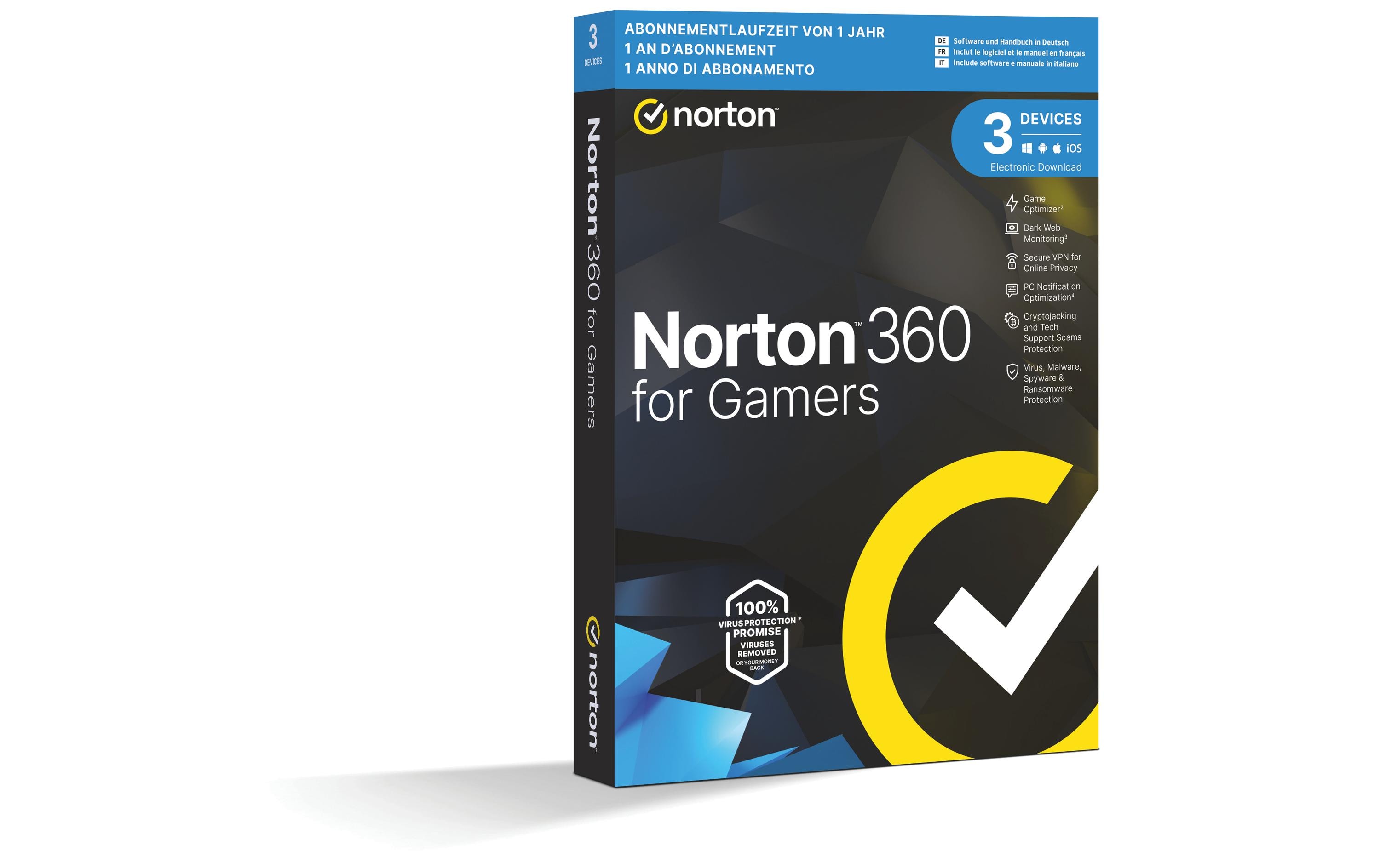 Norton Norton 360 for Gamers Box, Vollversion, 3 PC, 1 Jahr Norton Norton 360 for Gamers Box, Vollversion, 3 PC, 1 Jahr