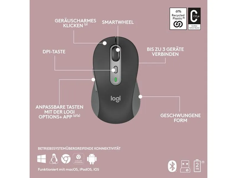 Logitech Tastatur-Maus-Set MK950 Signature Slim Combo