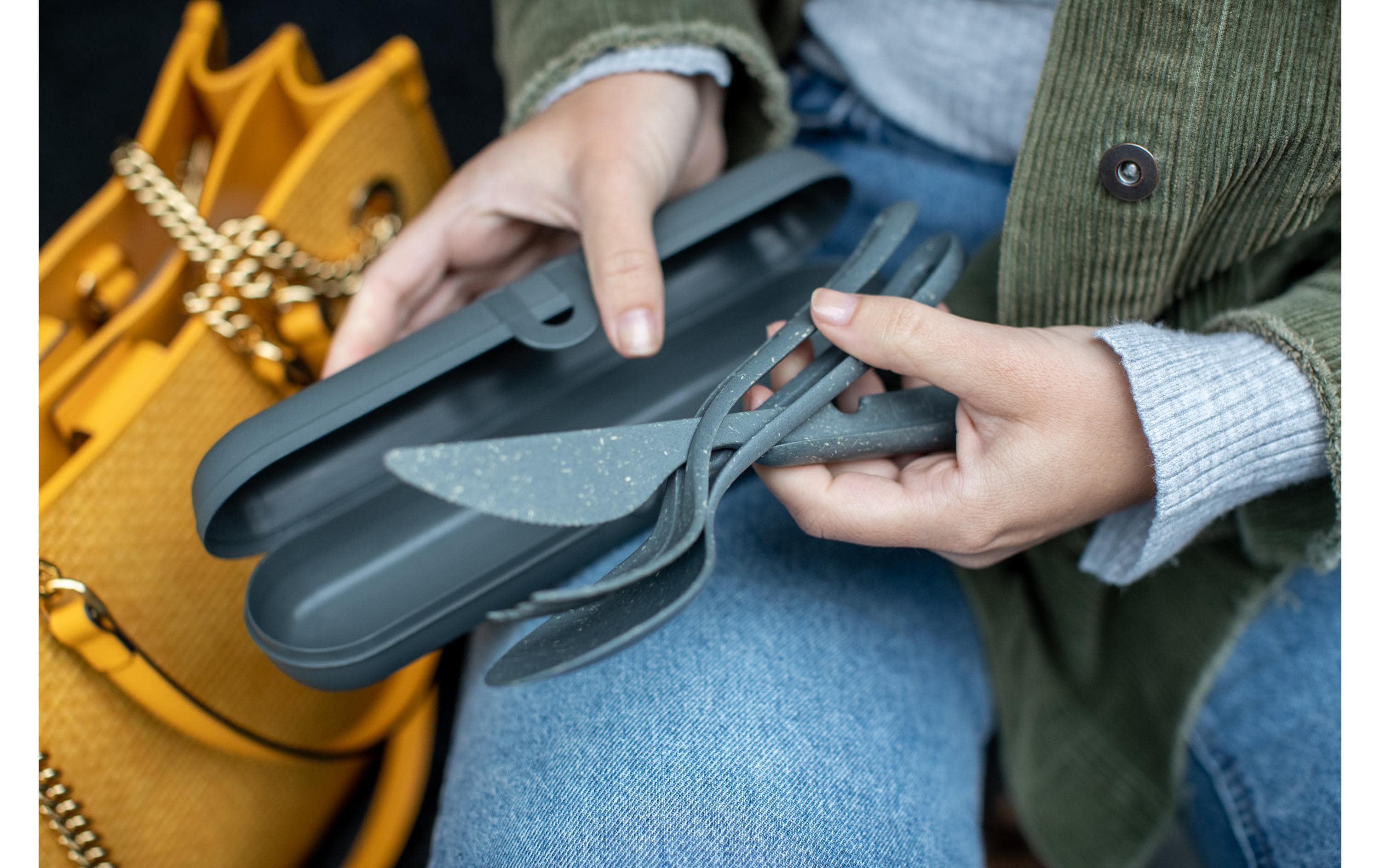 Koziol Besteck-Set Etui Klikk 1-teilig, Grün